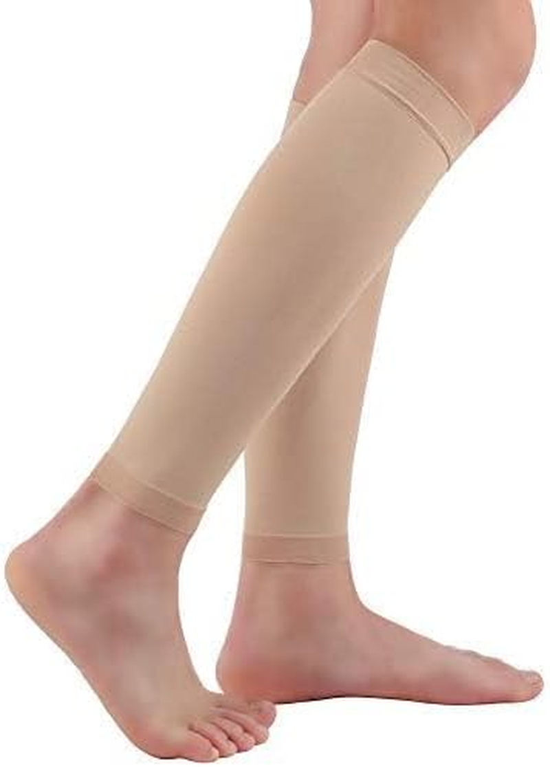 Women'S Footless Compression Socks 2 Pairs Medical Calf Compression Sleeve for Swelling, Shin Splint, Varicose Veins, Edema, Nurses & Maternity (2 Pairs) image number 1