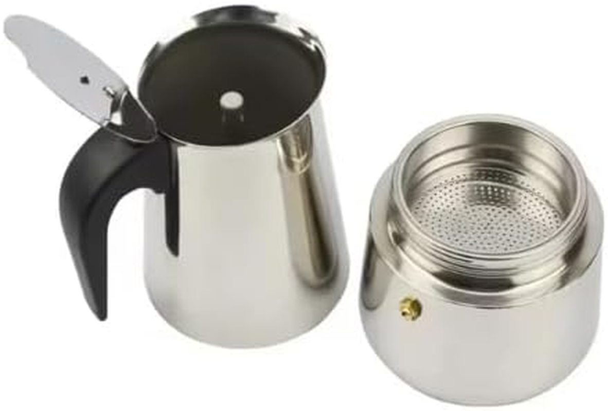18 Grams Stainless Steel Moka Pot 4-Cup 200Ml Stovetop Espresso Maker &ndash; Induction Compatible Coffee Brewer with Ergonomic Handle-Free 100G Blend213 Coffee image number 4
