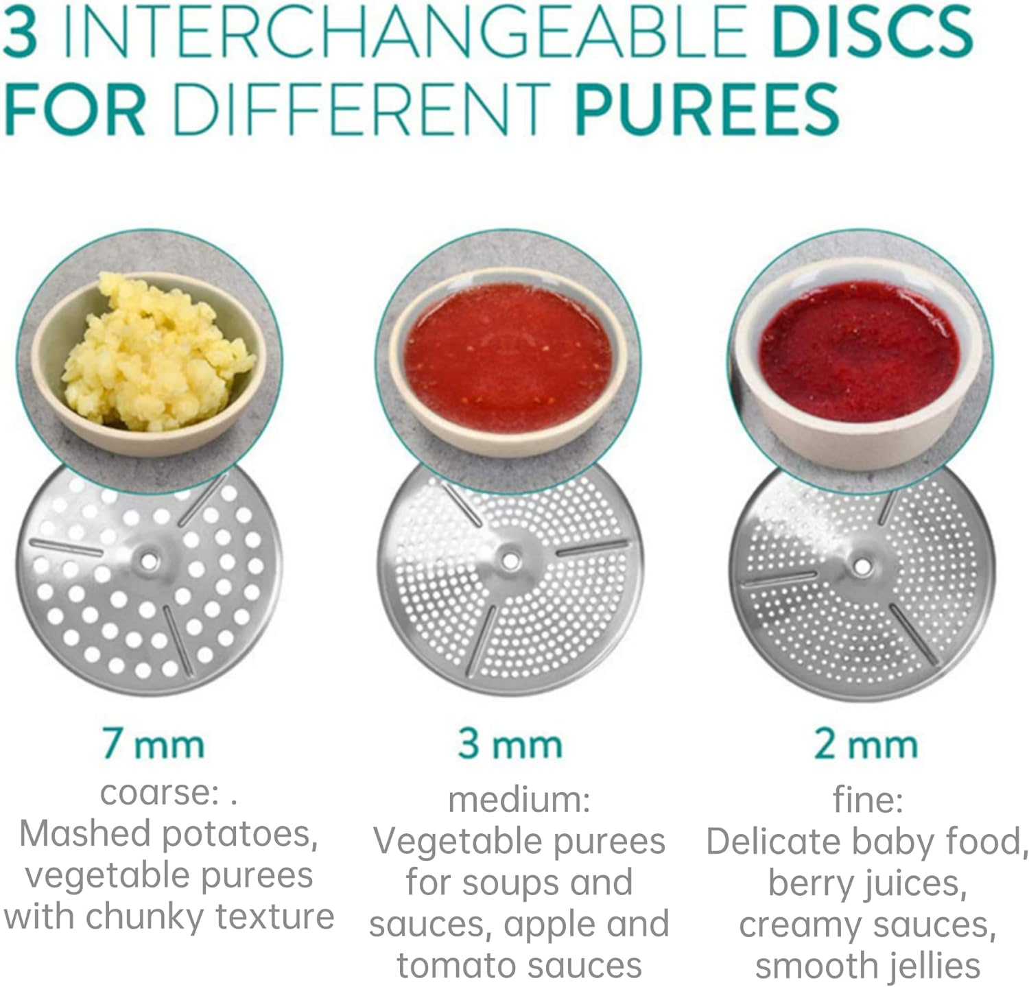 Stainless Steel Food Mill - Rotary Food Mill Vegetable Strainer Potato Masher Grinder with 3 Milling Discs Safe for Tomato Sauce, Applesauce, Puree, Mashed Potatoes, Jams, Baby Food image number 6