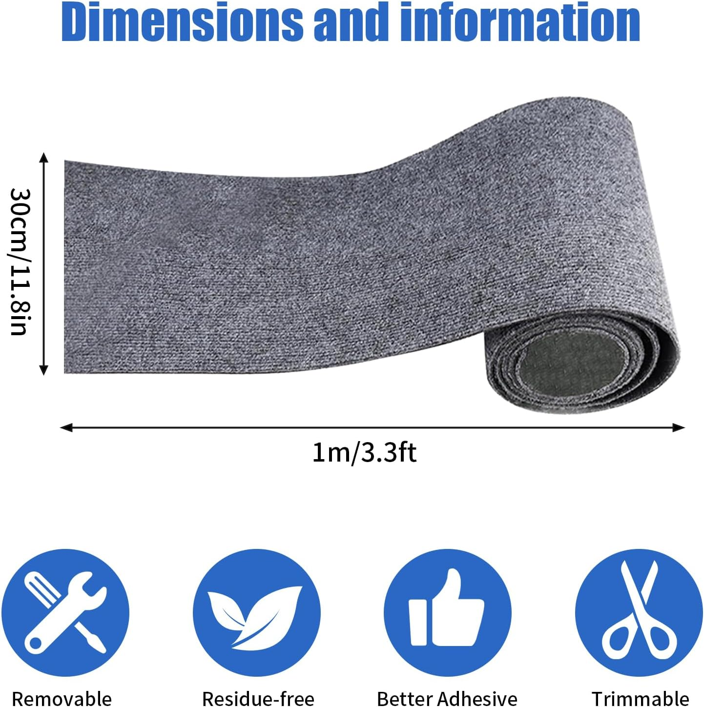 Cat Scratcher, Self-Adhesive Scratching Mat, Cat Scratching Mat, DIY Trimmable, Scratch Protection, Cat Scratching Mat for Protecting Carpets, Sofa, Furniture Protection, Grey, 30&times;100Cm image number 1