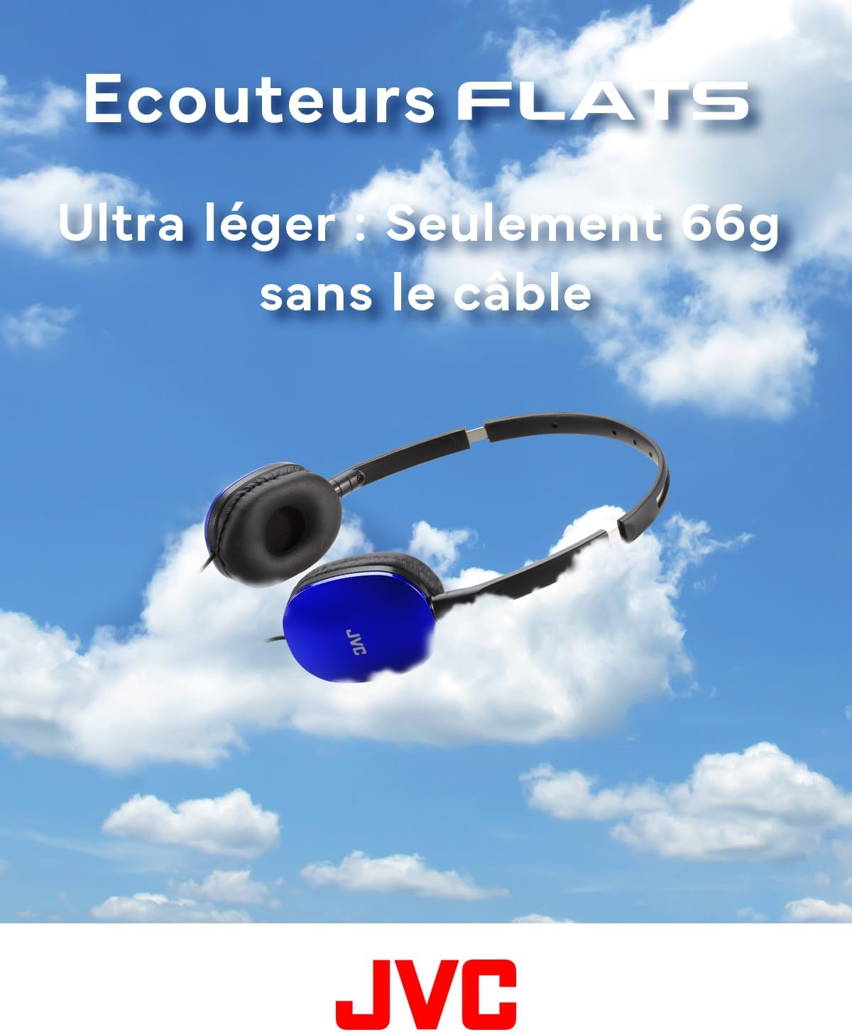 JVC HA-S160M-A Flats Foldable and Compact Headphones in Glossy Trendy Colour, with Switch for Microphone On/Off, Ideal for Teleworking and Online Seminars (Blue) - Purple image number 2