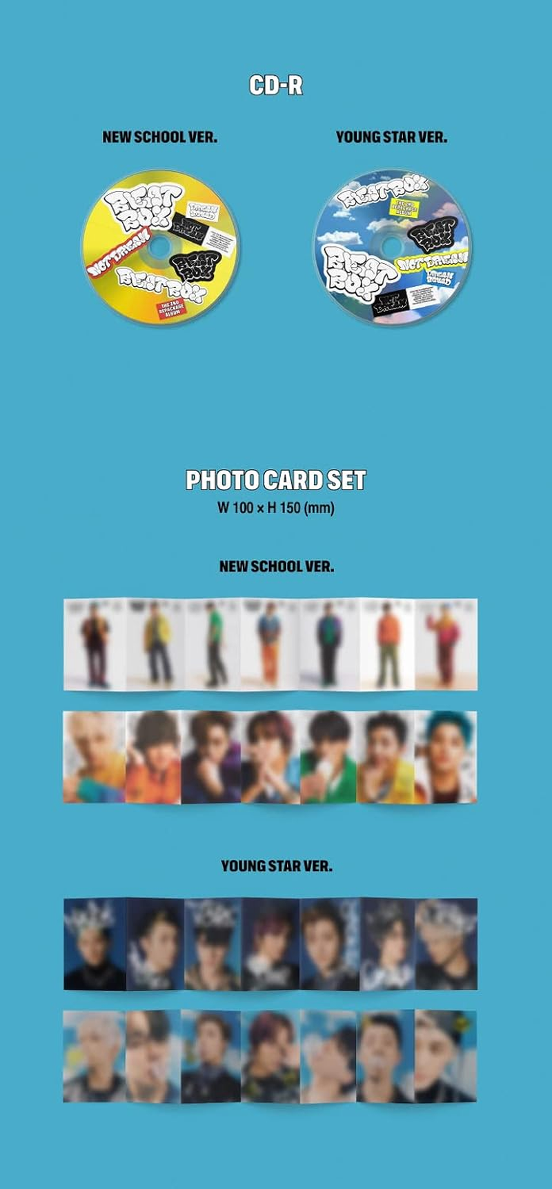 NCT Dream Beatbox 2Nd Album Repackage Photobook Version YOUNG STAR Cover Cd+1P Folding Poster on Pack+Booklet+Photocard+Sticker+Tracking Sealed image number 1