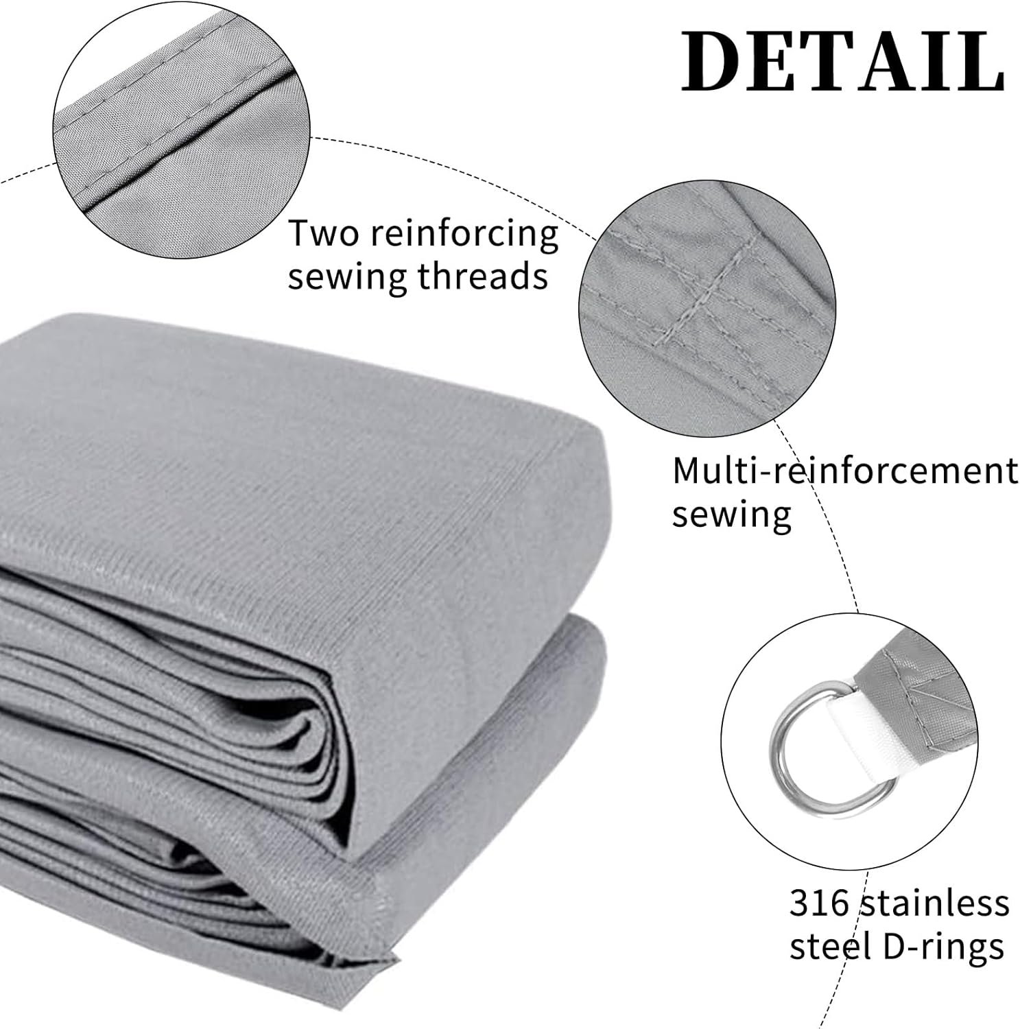 4Mx5M Rectangle Waterproof Sun Shade Sail 95% UV Block Sun Shades Canopy with Hardware Fixing Kit Double Stitched,Rip Resistant,Canopy Awning Shelter for Outdoors,Garden,Yard,Party and Facility(Grey) image number 2