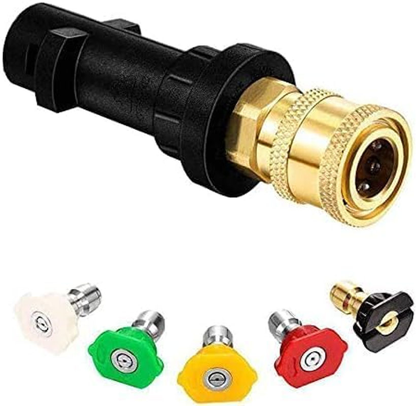 Xkey Pressure Washer Gun Adapter, 1/4" Spray Nozzle Tips Sets Brass Female Quick Connector for Karcher K2 K3 K4 K5 K6 K7