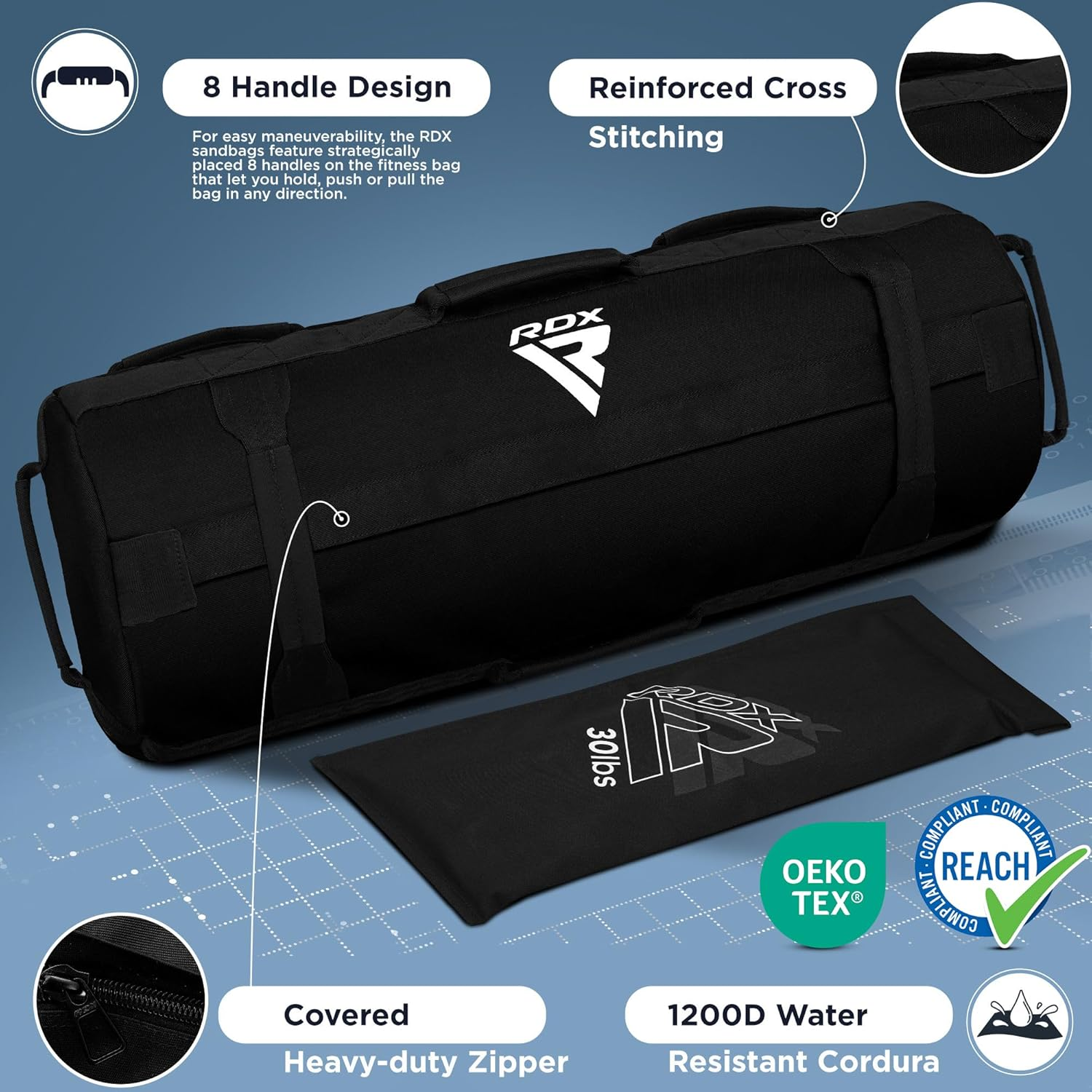 RDX Sandbag for Fitness Weights Training, Power Bags with Handles, 2-90 LB Adjustable Weighted Slam Bag for Strength Powerlifting Running Heavy Workout Home Gym Exercises Sold as UNFILLED image number 4