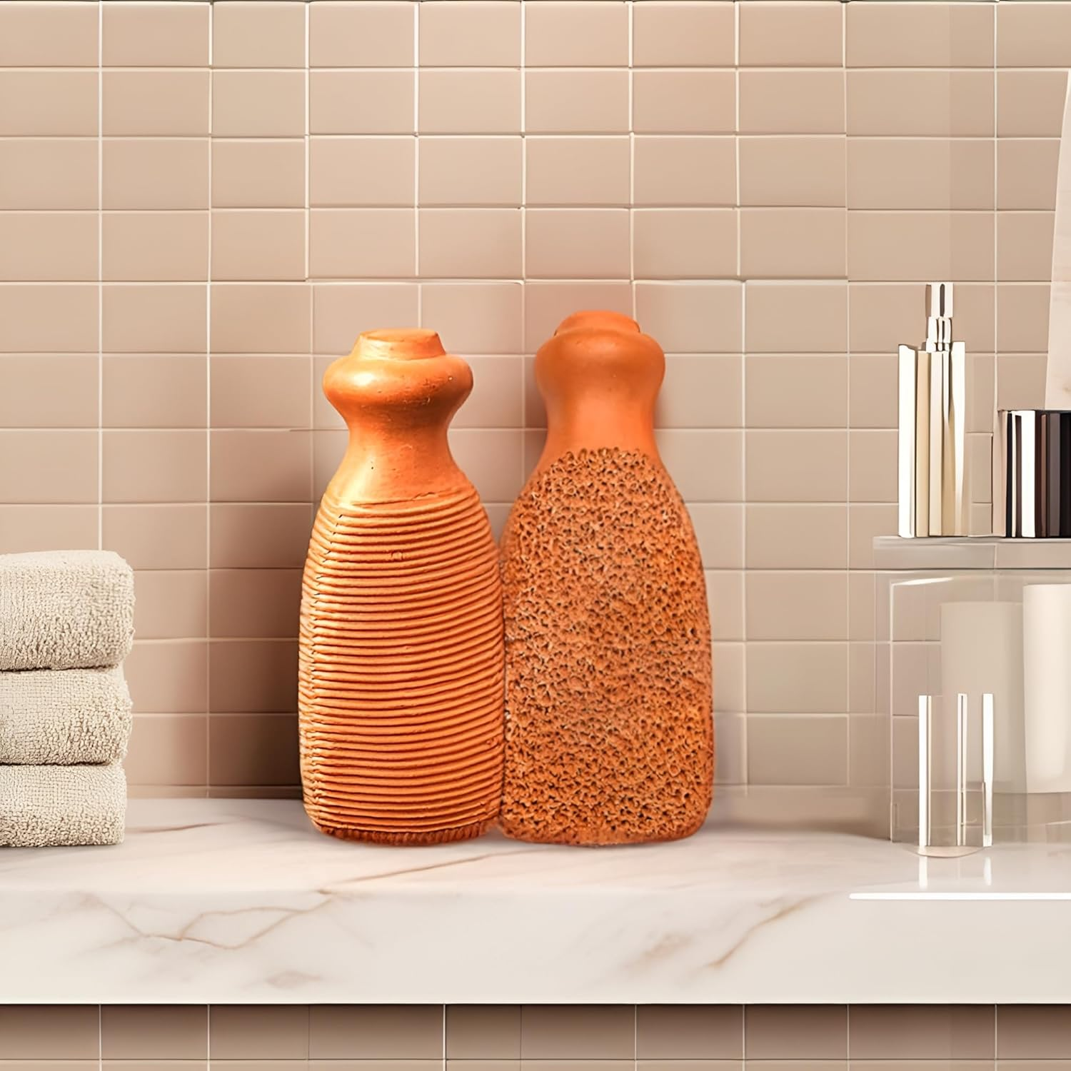 QUBA LINEN Pumice Stone for Feet - 2-Sided Terra Cotta Foot Scrubber, Professional Exfoliating Clay Stone for Feet Hands Body Care - Pumice Stone for Feet Callus Remover image number 3