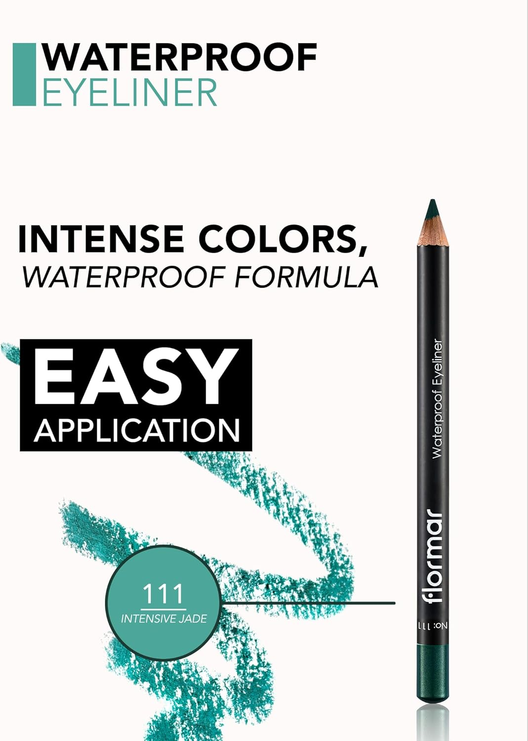 Flormar Waterproof Eyeliner - Waterproof Eyeliner Pen - Intense Colour Application & Long Lasting Formula - for Precise Eyeliners, Smokey Eyes & Natural Looks - 111 1 Intnsv Jade image number 1
