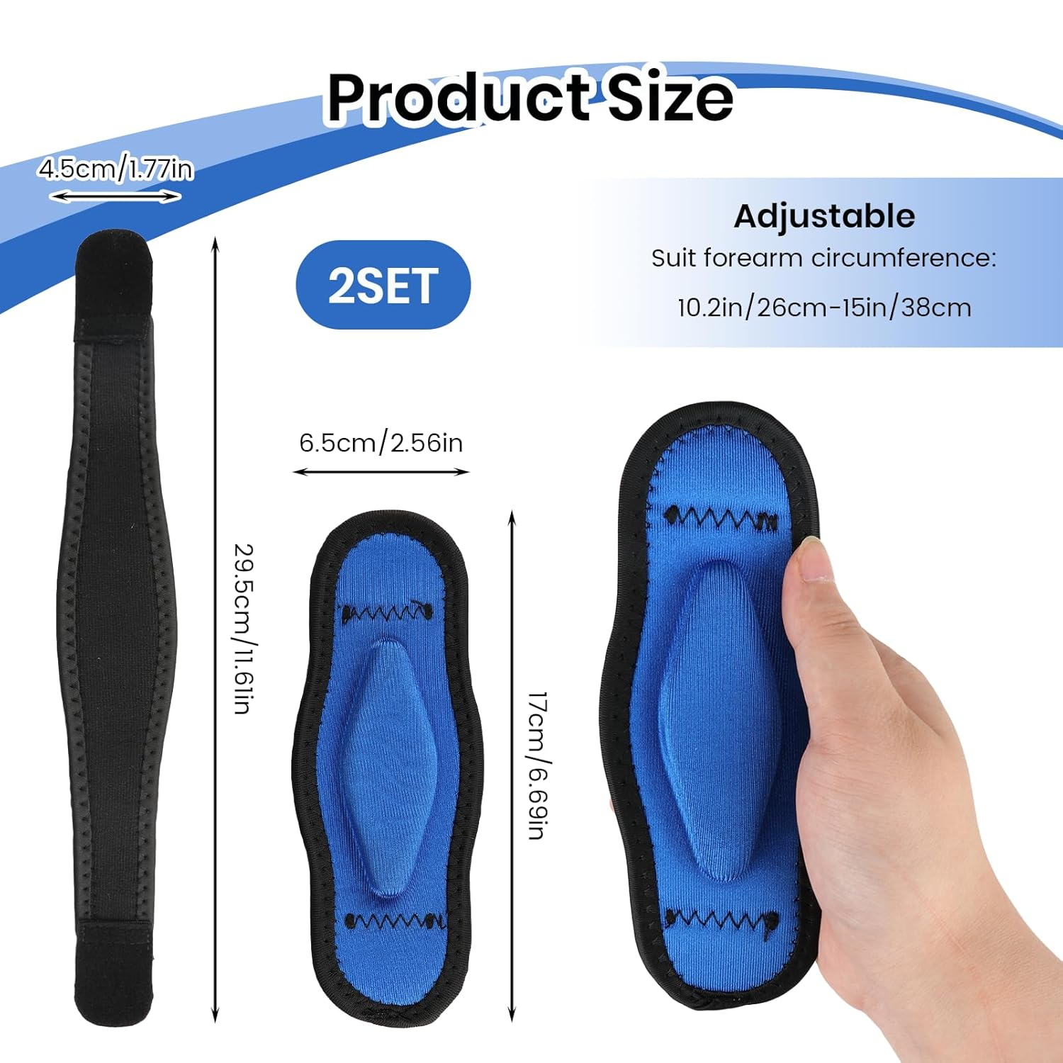 2 Pcs Elbow Brace with Dual Adjustable Straps & Spring Support, Breathable Neoprene Compression Sleeve for Tennis Elbow Cubital Tunnel Gym Sports Fits Men and Women (Black)