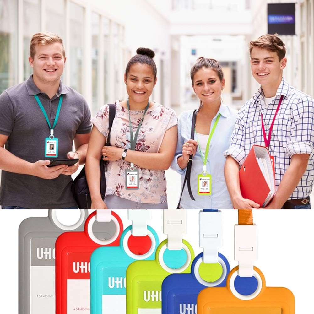 Badge Holder Silicone Horizontal ID Badge Card Holder with Lanyard Neck Strap Heavy Duty ID Card Business Card Offices Supplies Vertical &hellip; image number 5