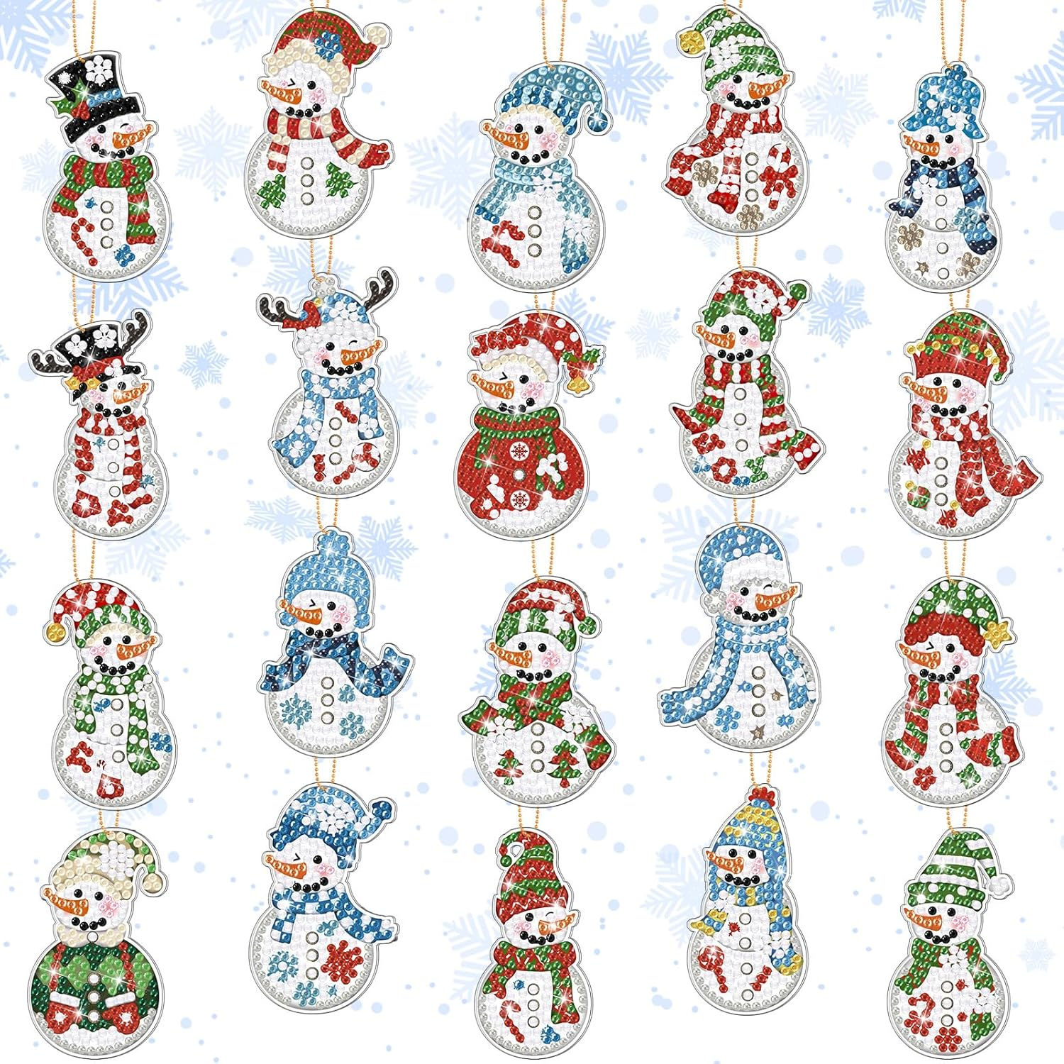 Tondiamo 20 Pcs Christmas Diamond Painting Keychain Kits 5D DIY Diamond Art Pendants Double Sided Hanging Key Chains for Christmas Party Decoration Diy(Balls Style) - Gingerbread Man Style image number 6