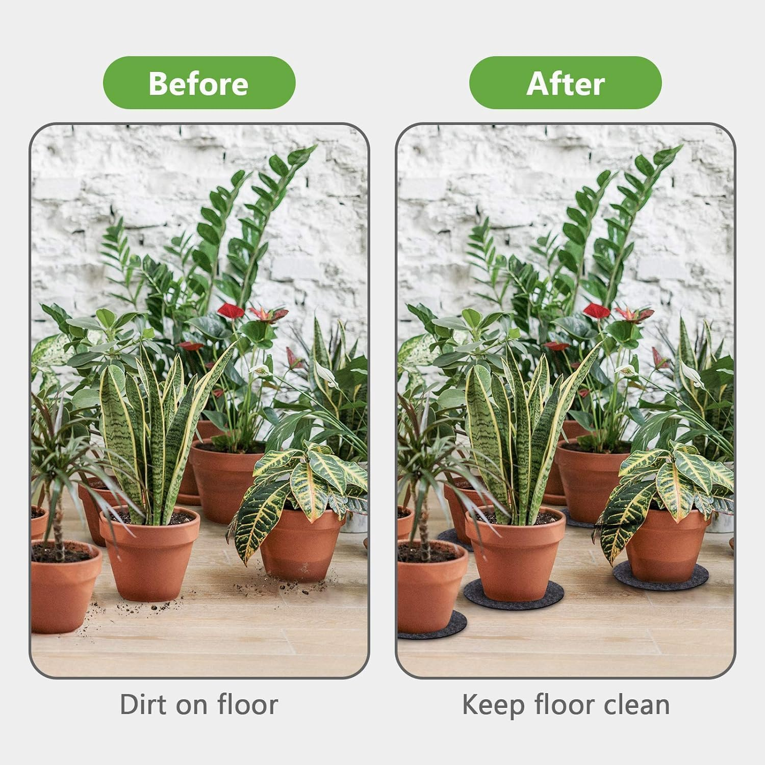 9 Pack Plant Coaster Mat Saucer Reversible Absorbent,Durable Plant Tray Flower Pot Saucers for Indoors and Outdoor,8/10/12 Inch,3 Pcs of Each Size (Grey)&hellip; (8'' 10''12''(Set of 9)) image number 3