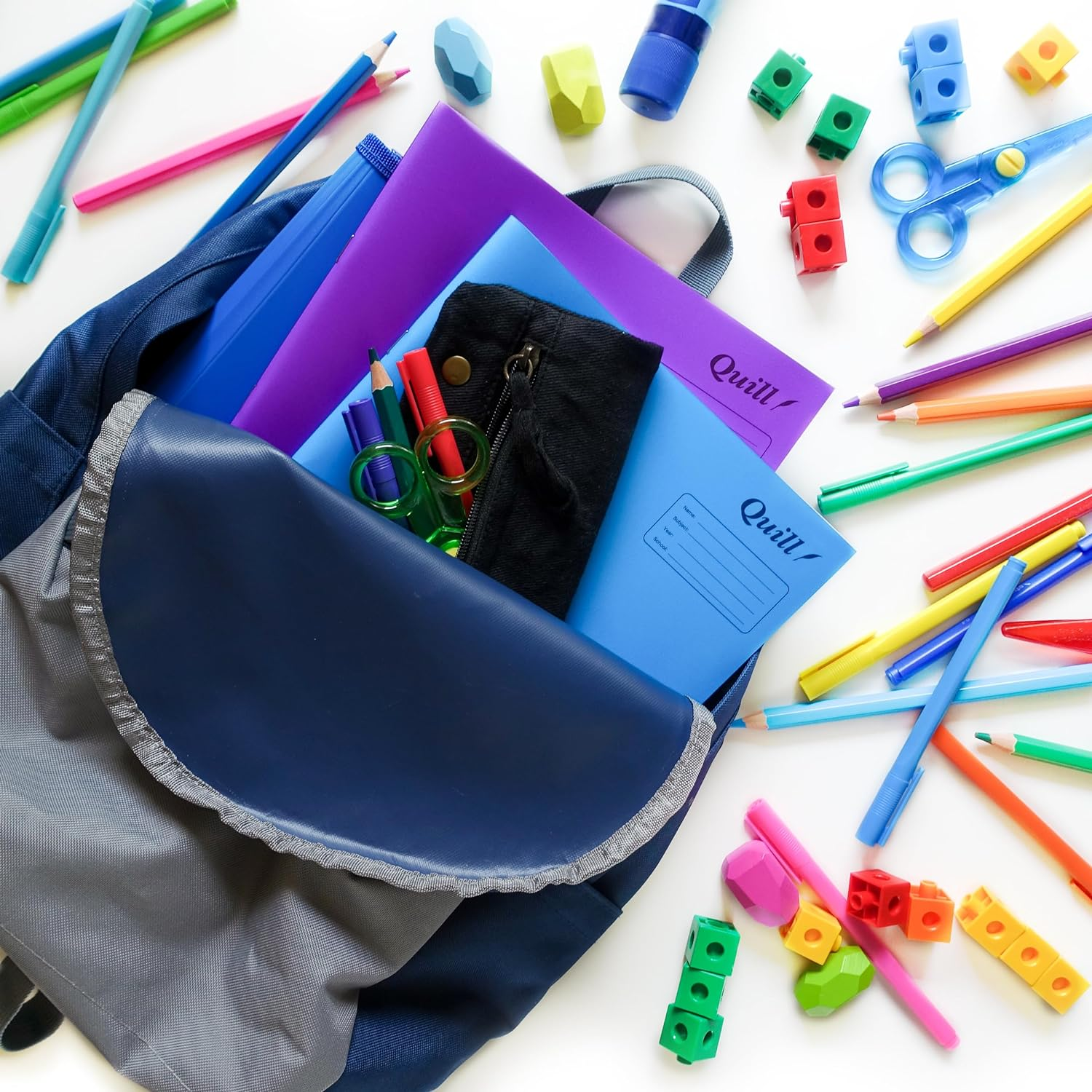 Quill, Premium Exercise Book A4, 128 Pages, 8Mm Ruled with Red Margin, Pack 2, Durable Water Resistent Cover image number 3