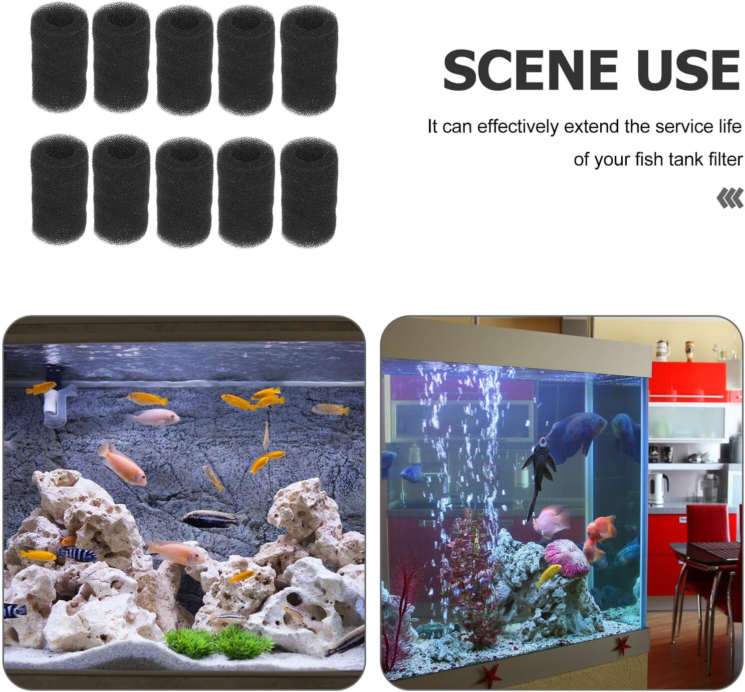 10Pcs Pre-Filter Sponge for Fish Tank Intake Filter Cover for Aquarium Pumps Compact Protective Sponge for External Filter Inlets Suitable for Freshwater and Saltwater Use image number 5