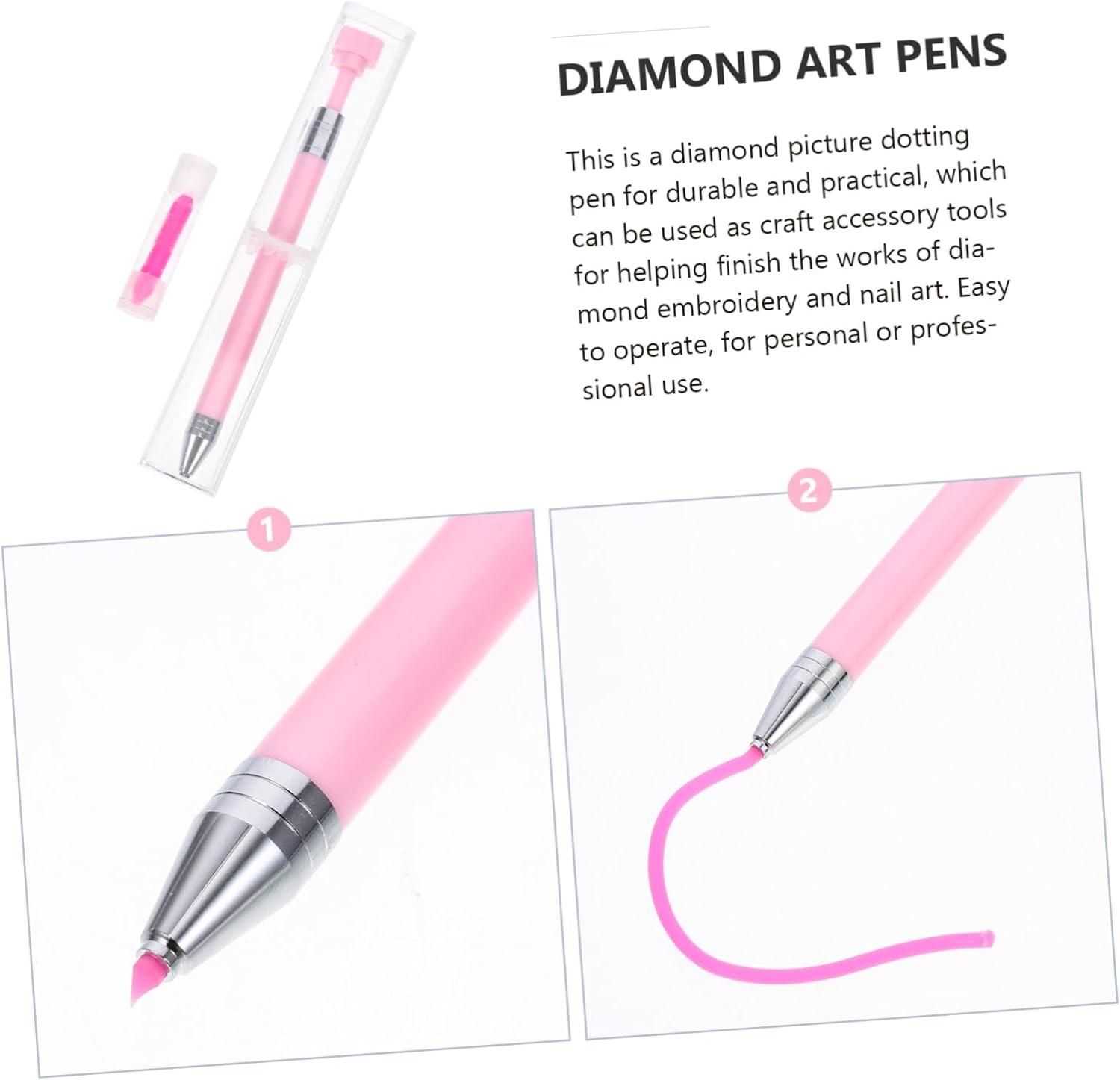 CTIRCHIU Diy Craft Tool Diamond Drawing Drill Pen Nail Art Pen Pink Soft Wax Rhinestone Tool