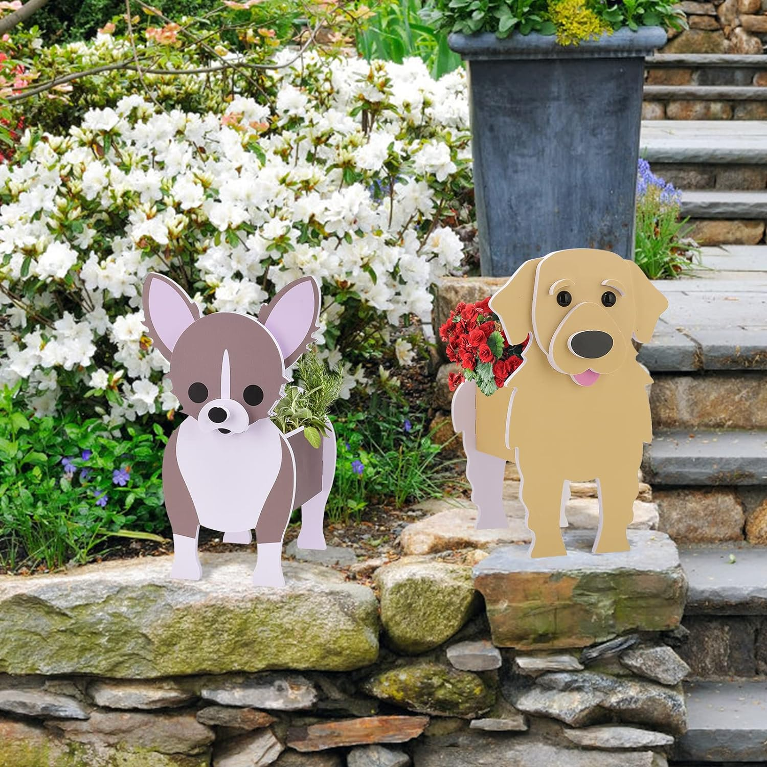 WERTSW Dog Planter Plant Pot, Cute Dog Planters for Indoor Outdoor Plants, Unique Flower Planter Garden Pots Animal Shaped Plant Container Holder for Home Garden Decor Gift (Jack Russell)
