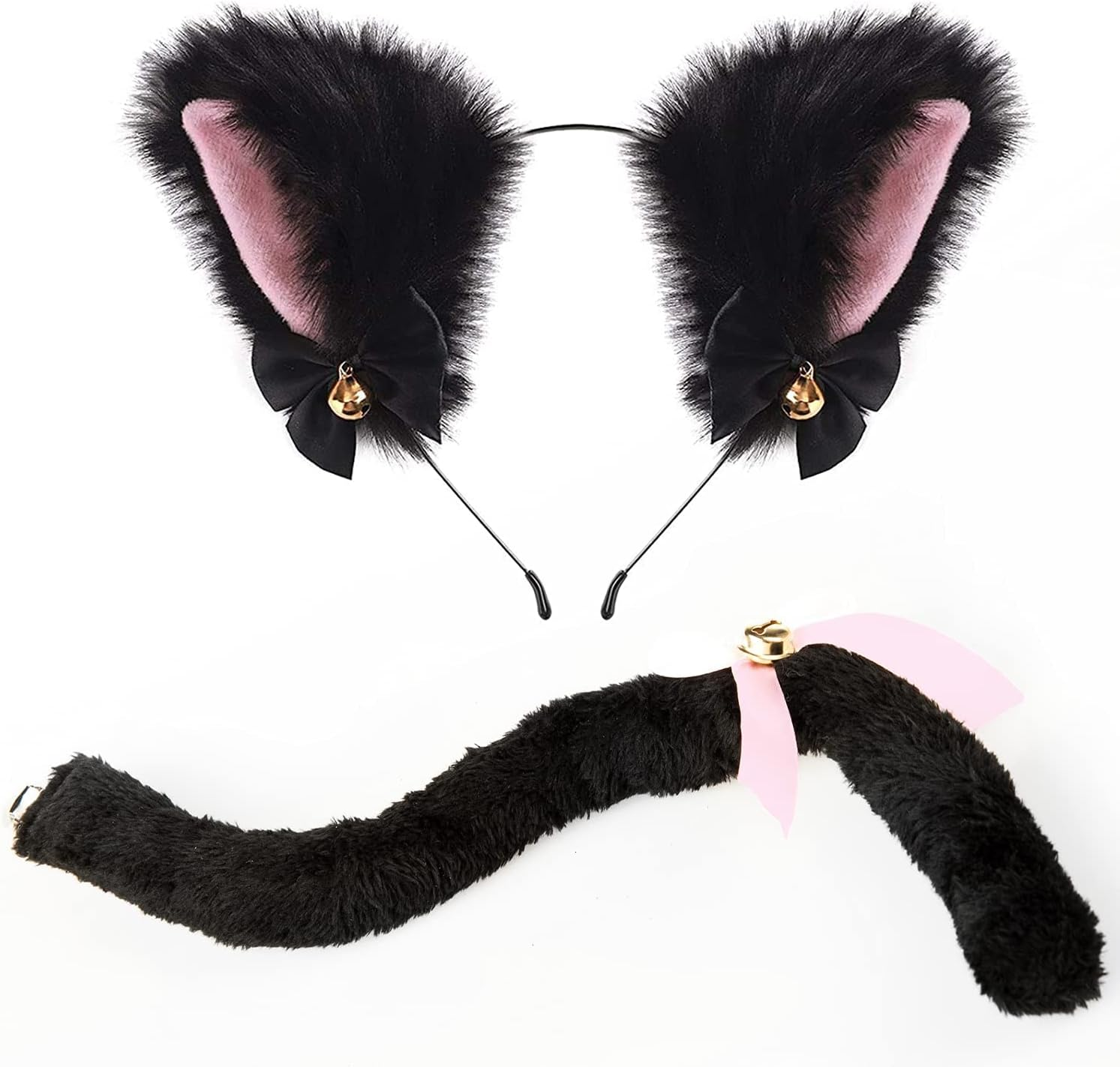 2 PCS Cat Ears Headband and Tail Set- Furry Cat Costume - Cat Halloween Costumes for Woman image number 2