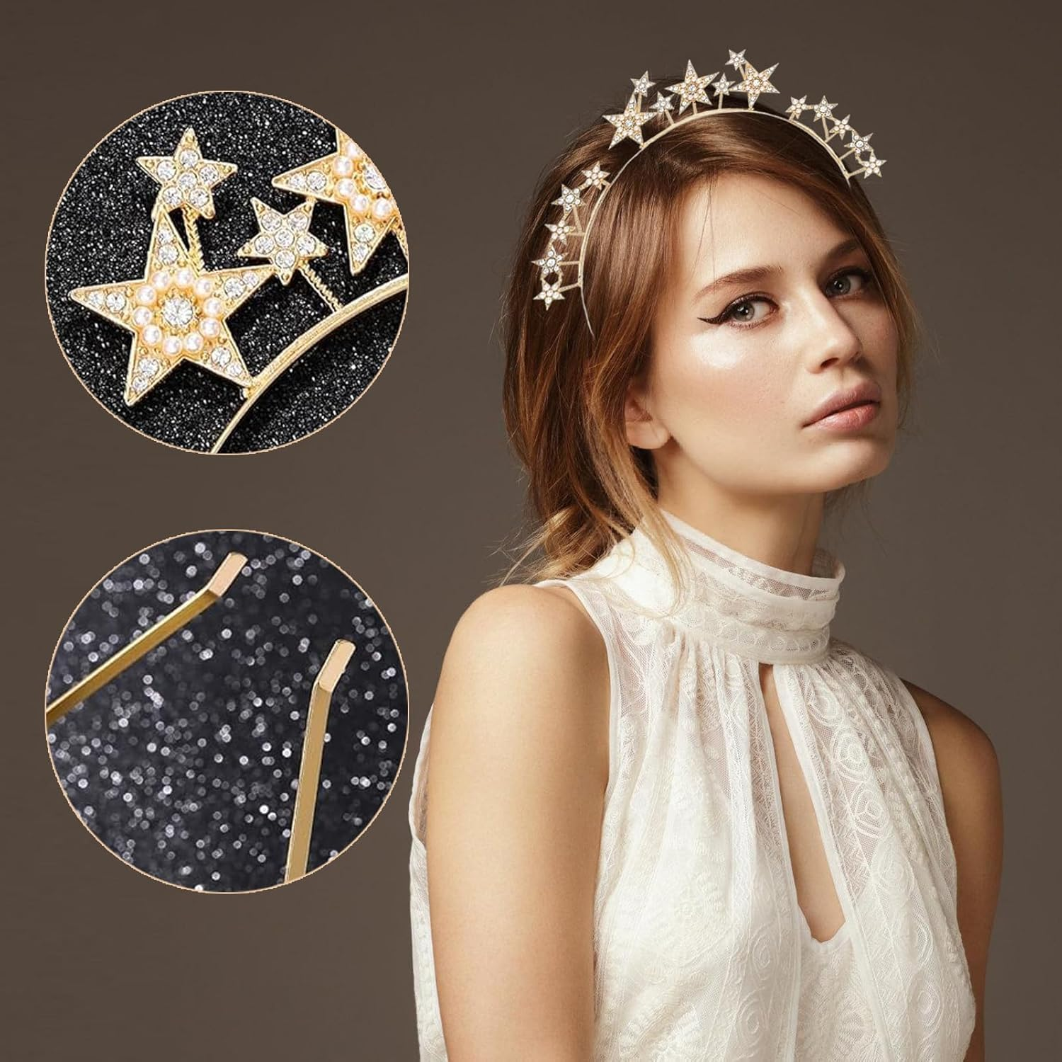 Star Headband, Star Rhinestone Headband, Hair Accessories, Stars, Rhinestone Star Headband, Goddesses Headpiece, Headband Star Glitter, for Women and Girls, Carnival, Wedding, Birthday Party image number 5