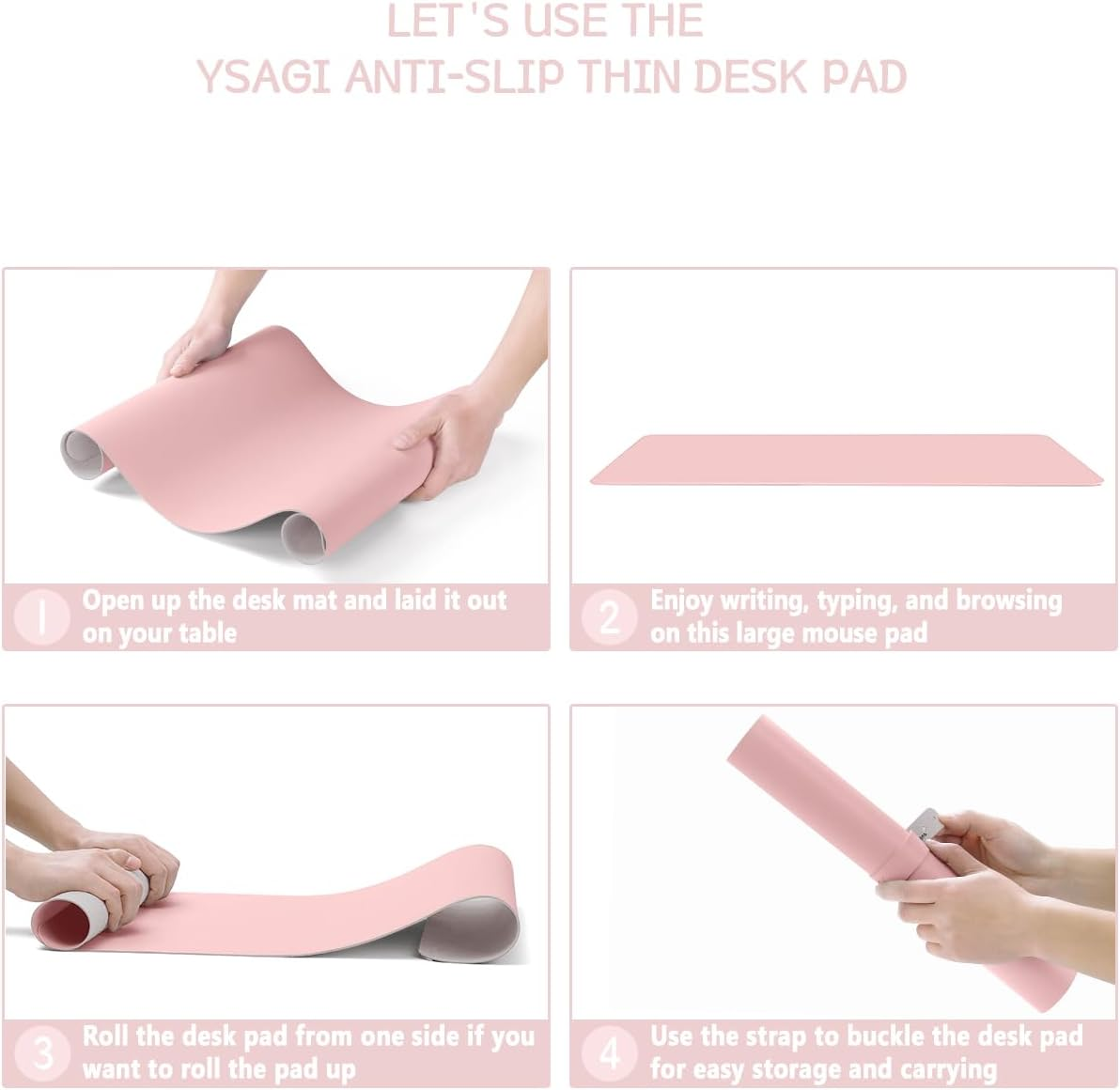 Non-Slip Desk Pad,Mouse Pad,Waterproof PVC Leather Desk Table Protector,Ultra Thin Large Desk Blotter, Easy Clean Laptop Desk Writing Mat for Office Work/Home/Decor(Pink, 31.5" X 15.7") image number 5