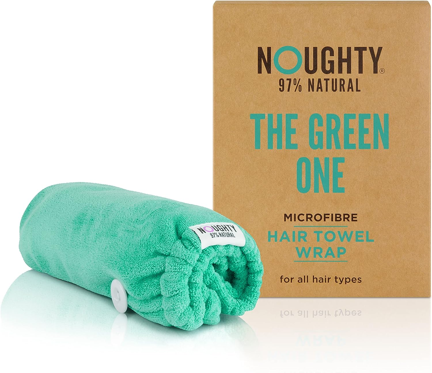 Noughty 97% Natural the Green One Microfibre Hair Towel, Quickly Absorbs Moisture, Reduces Breakage, Combats Frizz, Green image number 3