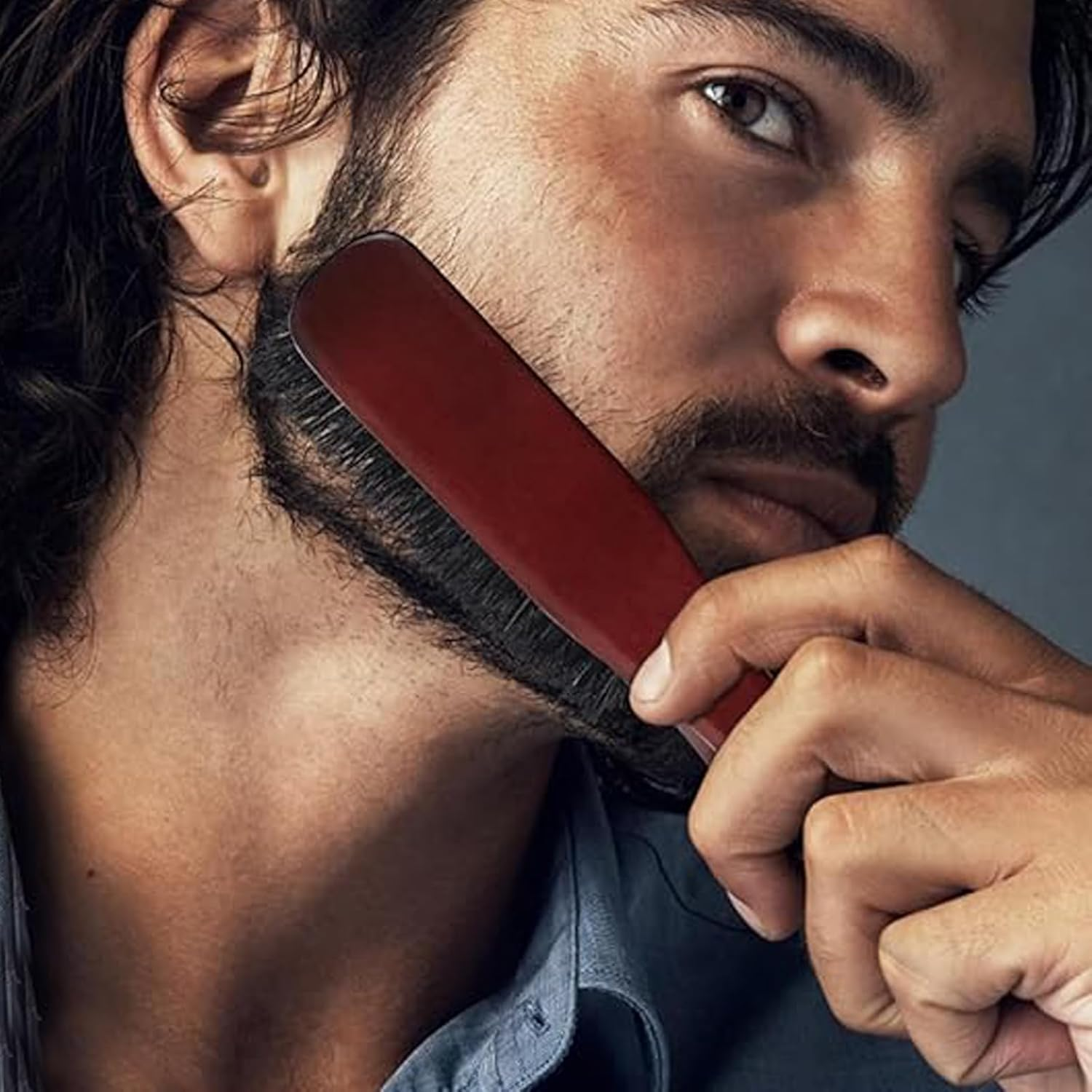 Red Brown Natural Black Boar Bristle Hairbrush,Perfect for Fine & Thick Hair, Sleek Styles & Taming Flyaways image number 5