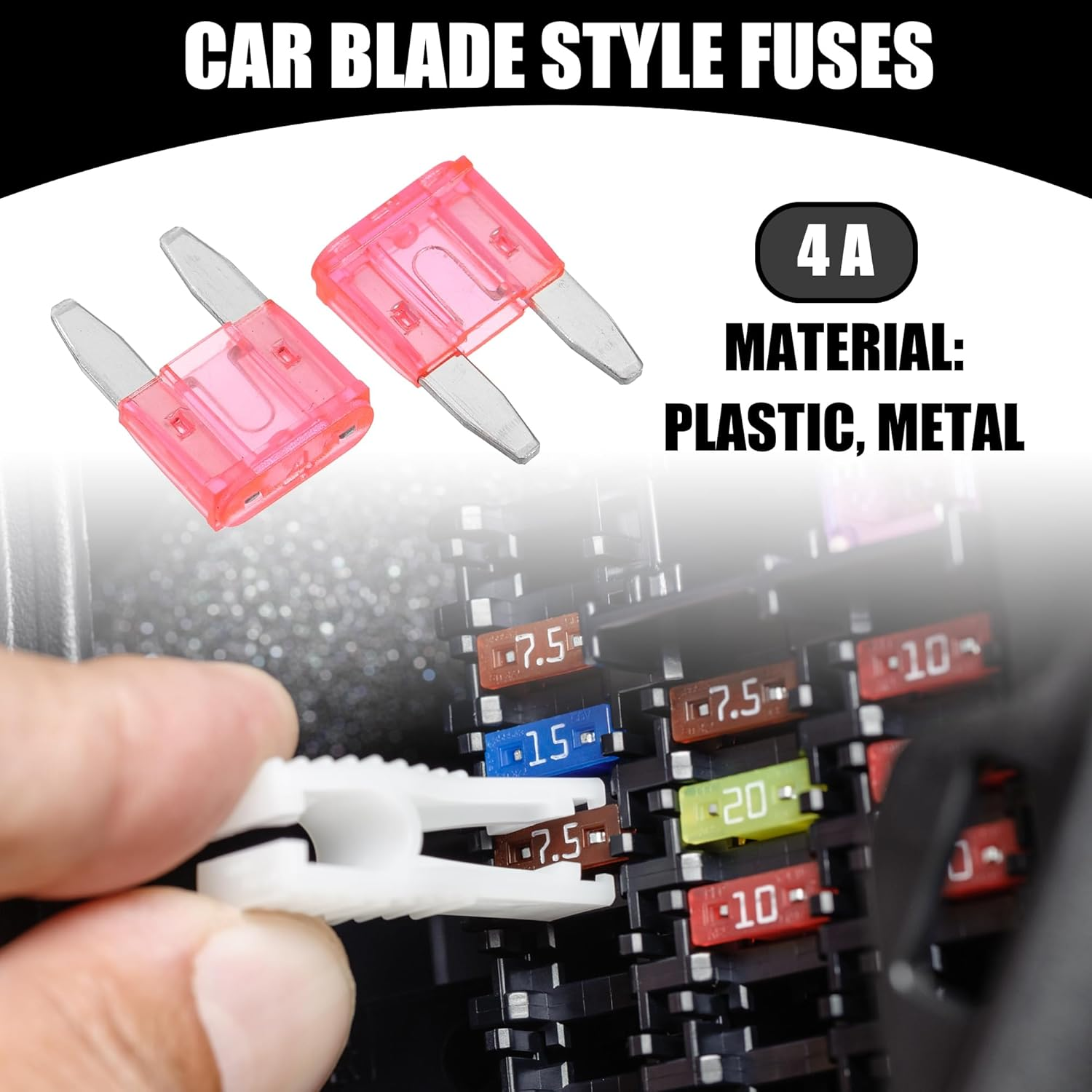 X AUTOHAUX 5 Pcs Mini 4AMP APM/ATM Universal Car Fuse Blade Style Fuses Short Circuit Protection - Automotive Car Boat Truck SUV RV - Plastic Metal Pink Plastic image number 2
