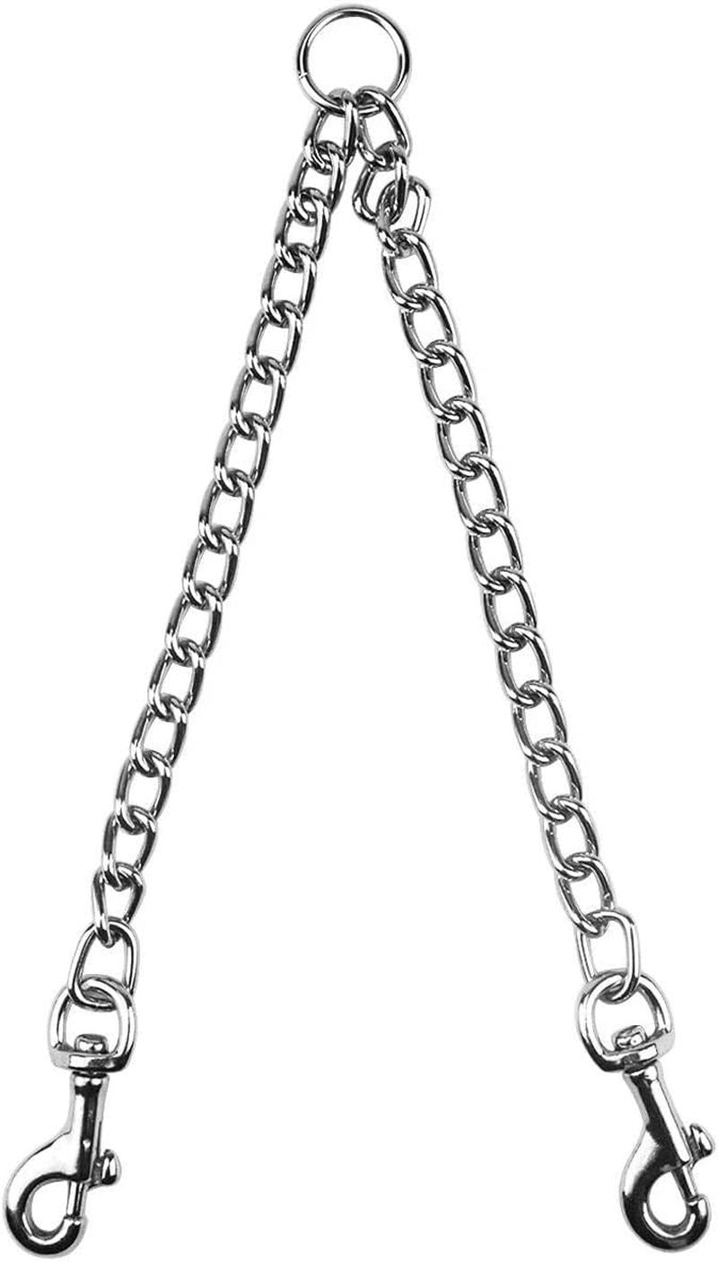 Metal Double Dog Lead for Two Dogs - No Tangle Coupler Chain Leash for Walking Training (4.0Mm*70Cm) image number 1