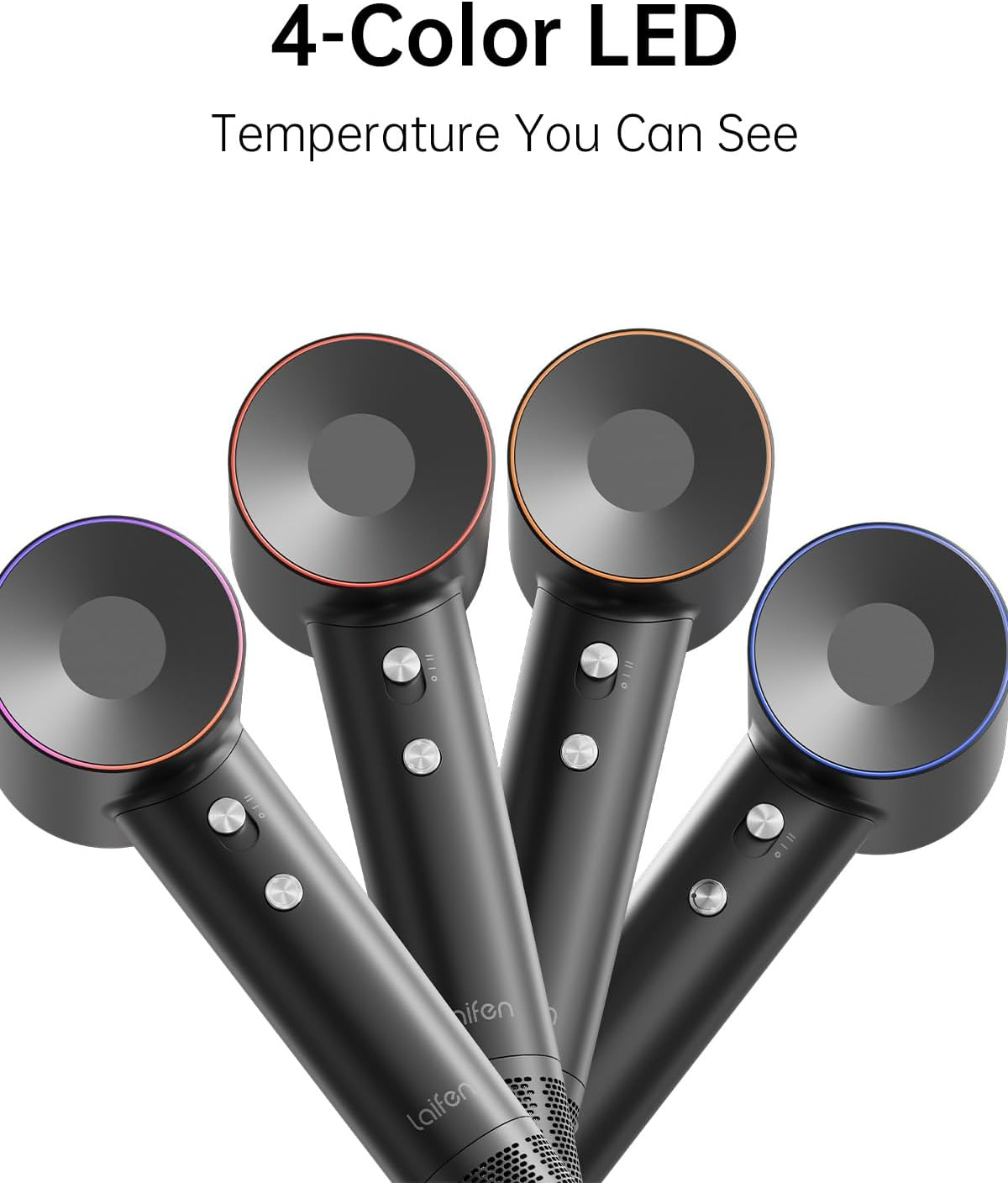 Laifen Swift Hair Dryer, High Speed 200M Ionic Blow Dryer with 110, 000 RPM Brushless Motor for Fast Drying, Low Noise, Hairdryer with Magnetic Nozzle - Black image number 3