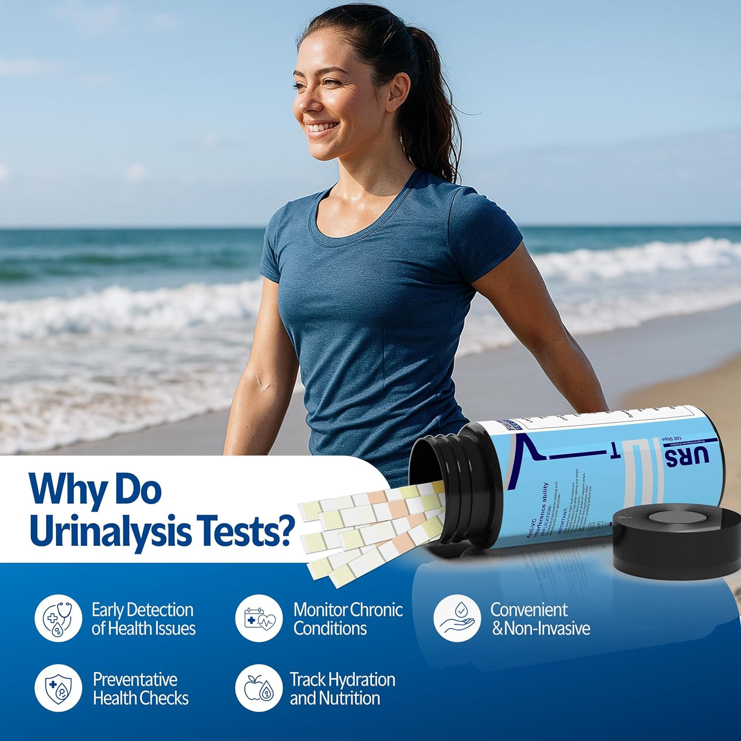URS 10-In-1 UTI Urine Ketone Test Strips, Simple, Fast & Accurate Results. Urinalysis Home Testing Stick Kit for Ketone, Ph, Glucose, Nitrite, Leukocytes & More to Help Monitor Your Health, 100 CT image number 4