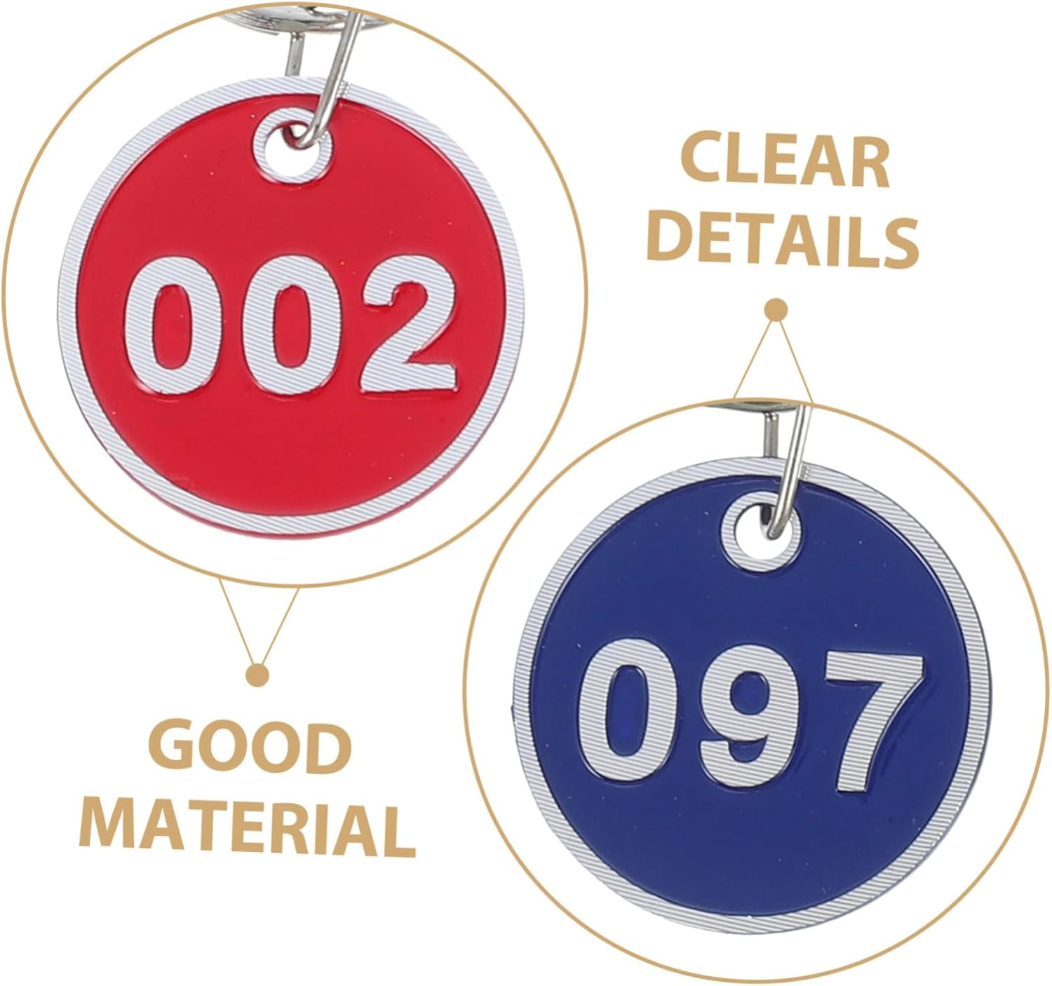 NUOBESTY 100Pcs Tags Aluminum Alloy Metal Luggage Identification Tags Keychain for Sauna Hotels Dormitories Gym Lockers and Travel Suitcases