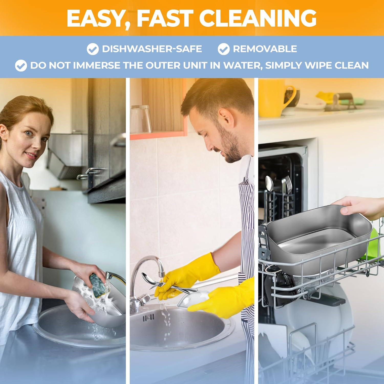 FORABEST Electric Lunch Box - Fast 60W Food Heater 3-In-1 Portable Food Warmer Lunch Box for Car & Home &ndash; Leak Proof, 2 Compartments, Removable 304 Stainless Steel Container, Fork, Spoon and Carry Bag image number 2