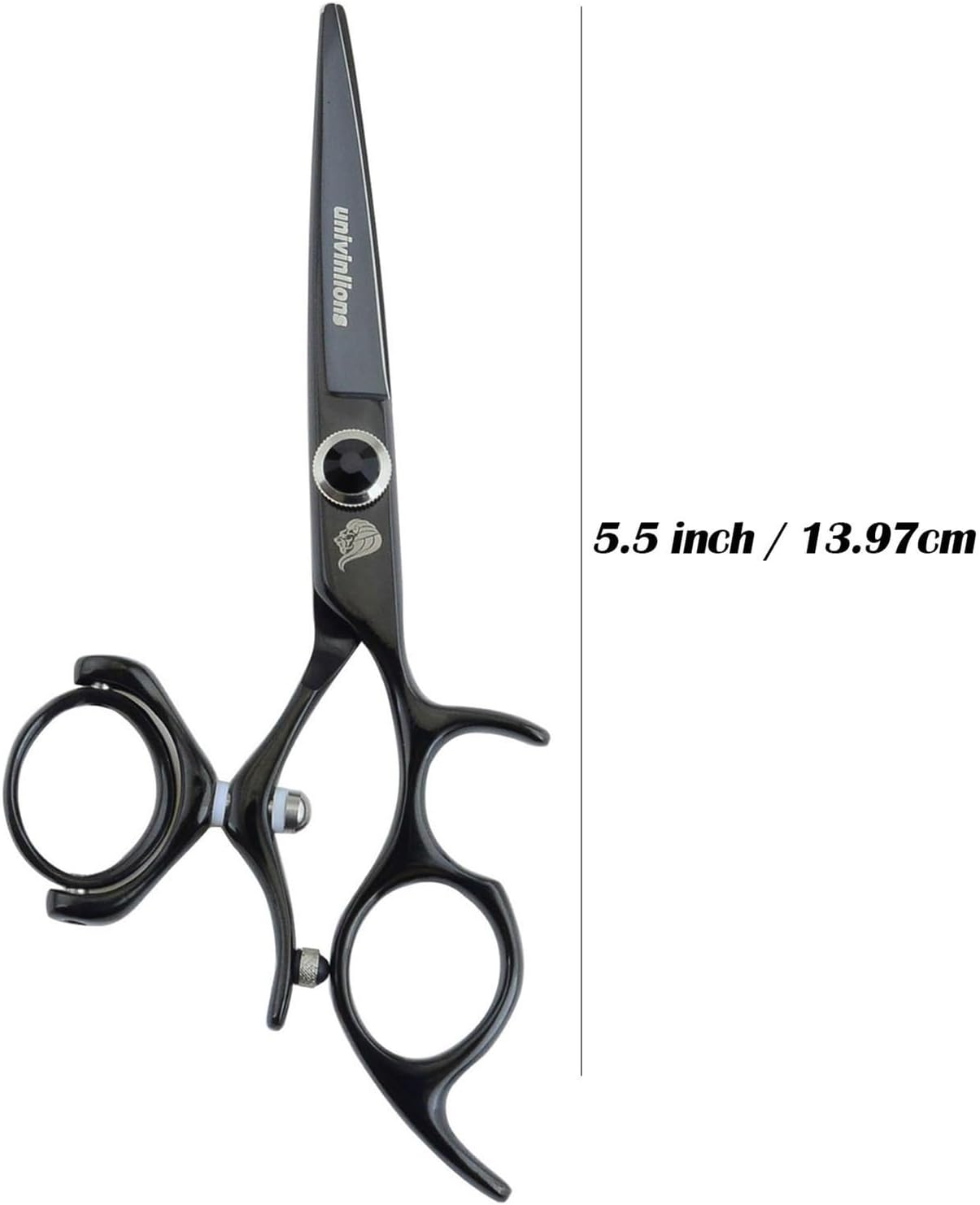 5.5" Swivel Thumb Hair Cutting Shears Japanese Hairdressing Scissors Flying Shears Rotary Hair Cutting Scissors Rotating Straight Clippers Finishing Trimmers image number 1