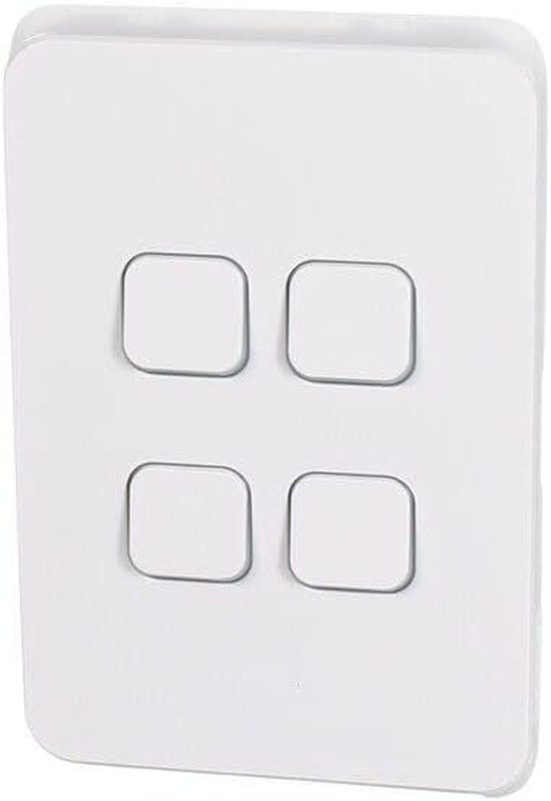 Clipsal 3000 Series 4 Gang, 250V 10Ax1-Way/2-Way Vertical Mount Iconic Flush Switch, White image number 2