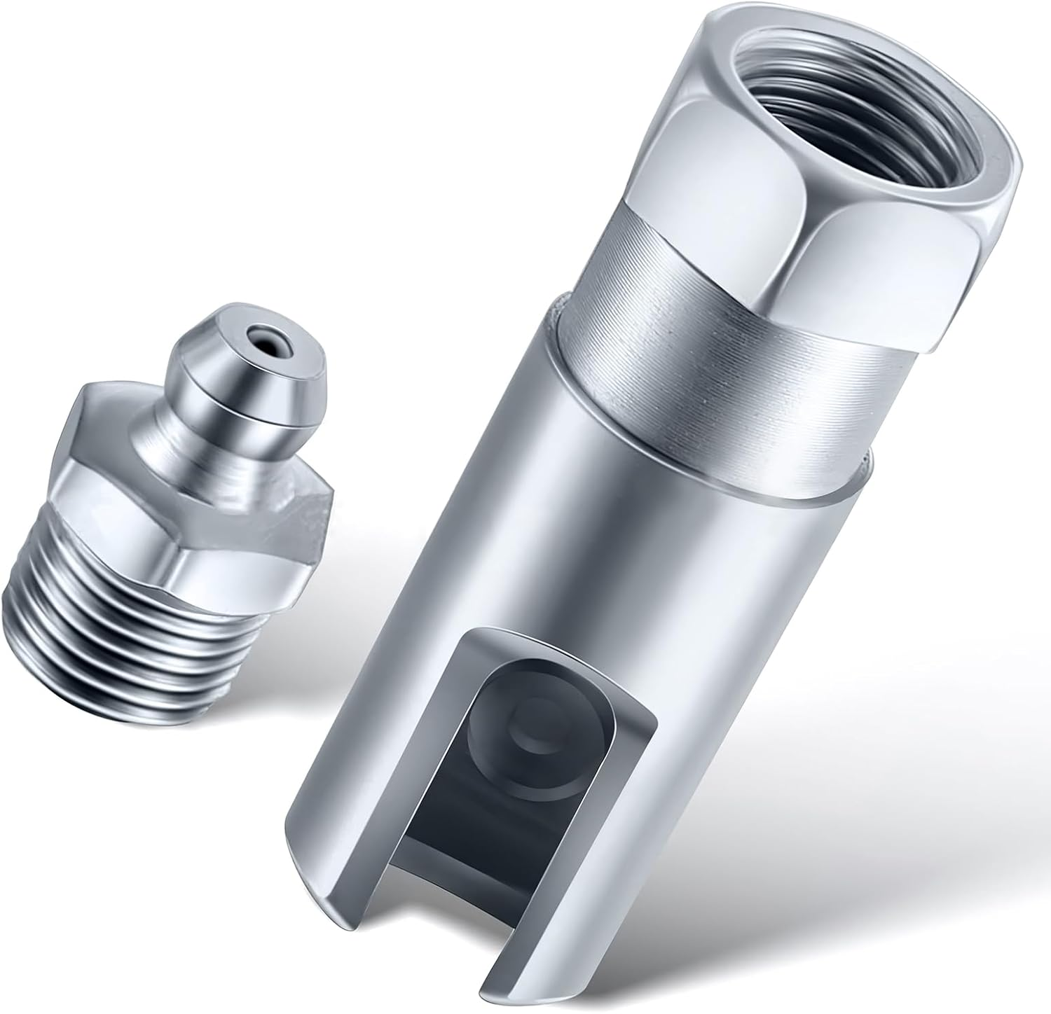 90 Degree Grease Coupler, Push-On Slotted Right Angle Grease Fitting Fits Standard 1/8" NPT Hoses, Universal Car & Industrial Grease Coupler Accessory for Efficient Lubrication and Maintenance image number 5
