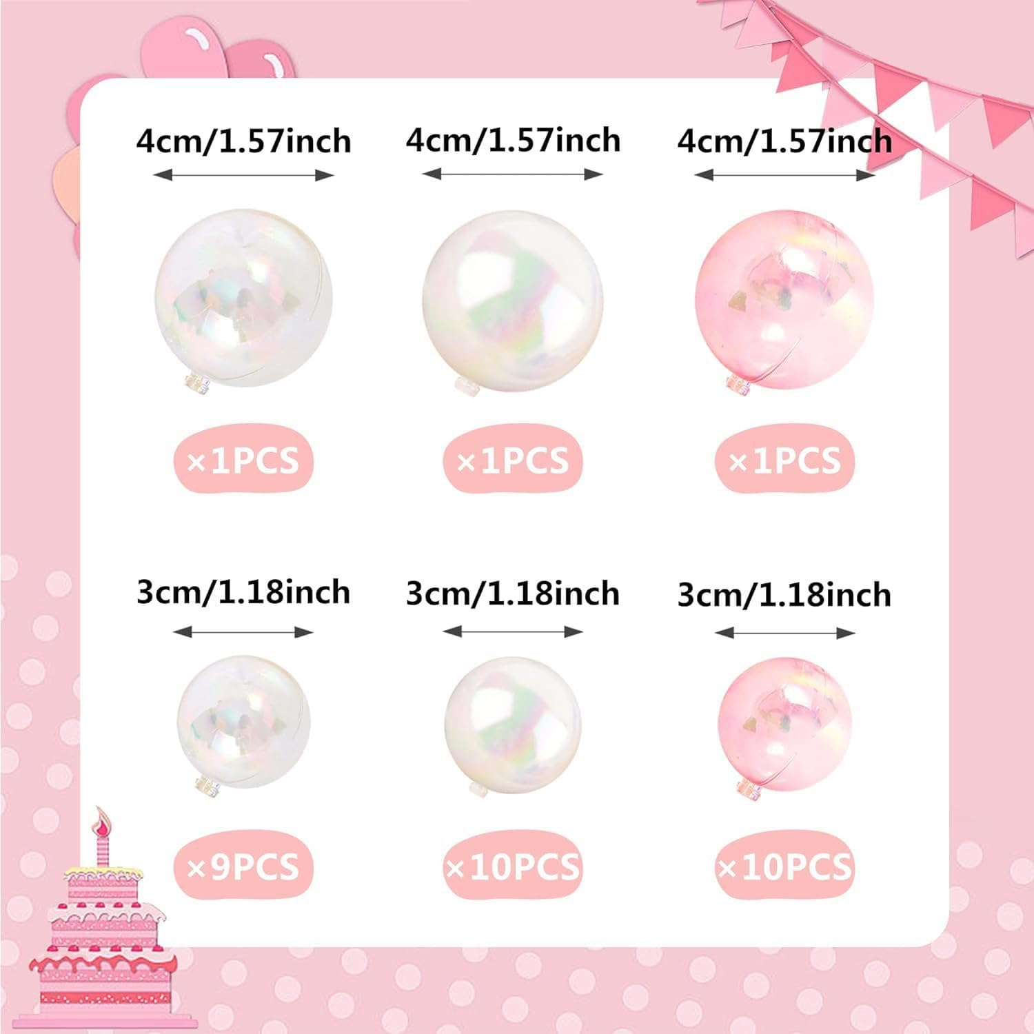 Mini Bubble Balls Cake Topper, 32Pcs Plastic Ball Cake Toppers Mini Balloon Pearl Balls Cake Insert Cupcake Toppers,Mini Bubble Balls Cake Topper,Bubble Balls Cake Toppers Mini Balloon Cake Toppers image number 2
