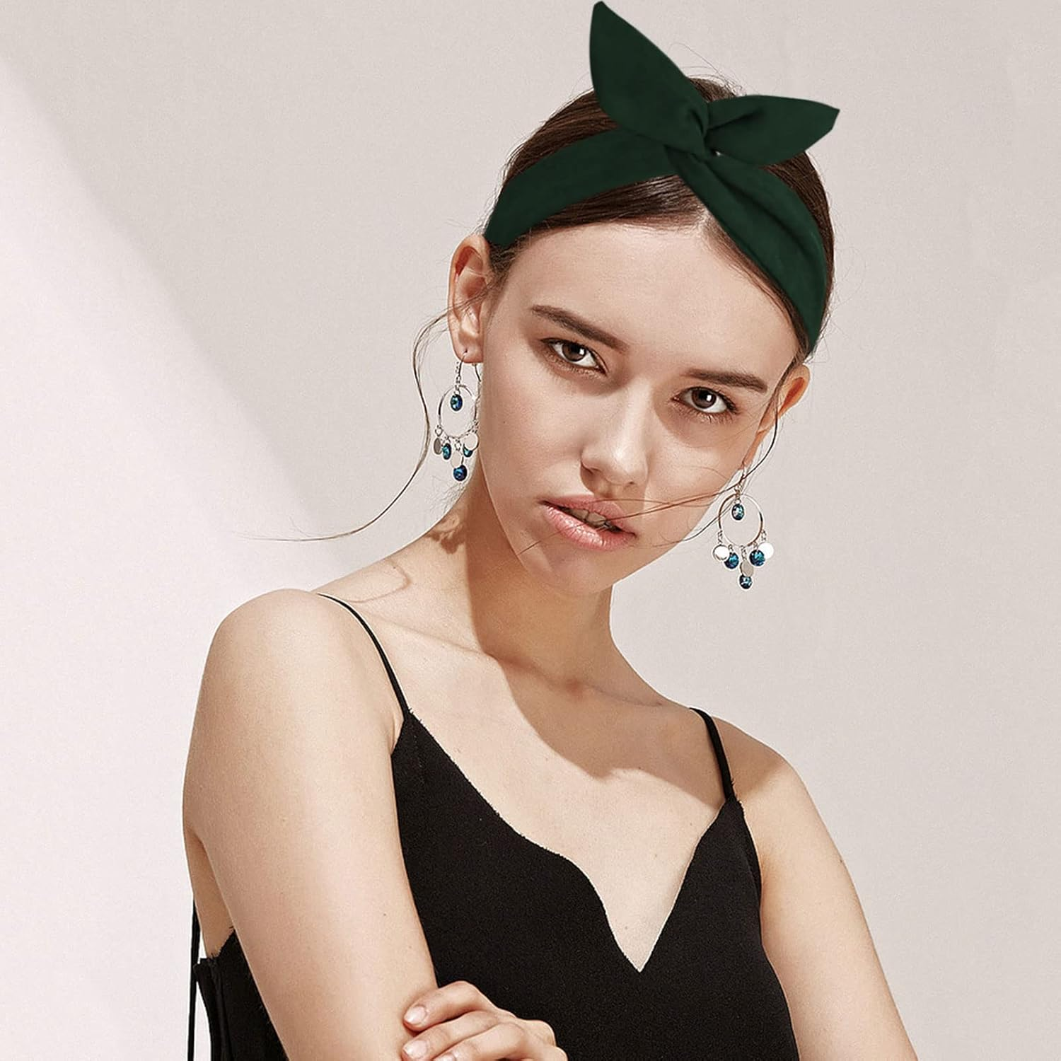 4 Pieces Headband with Bow Vintage, Headband Women Headband Women'S Hair Band Bow Hair Band Wire Retro Headband Hair Band with Wire Plain Hair Band Rockabilly Women'S Wire Bendable Hair Band image number 4