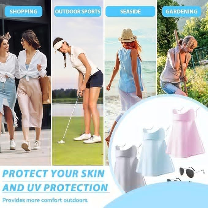 Breathable Cooling Face Cover Sunglasses 3 Set, Ice Silk Protection Earloop Neck Gaiter Scarf with Adjustable Straps, Multi-Functional Headwear Neck Cover for Men Women Summer Outdoor Sports image number 2