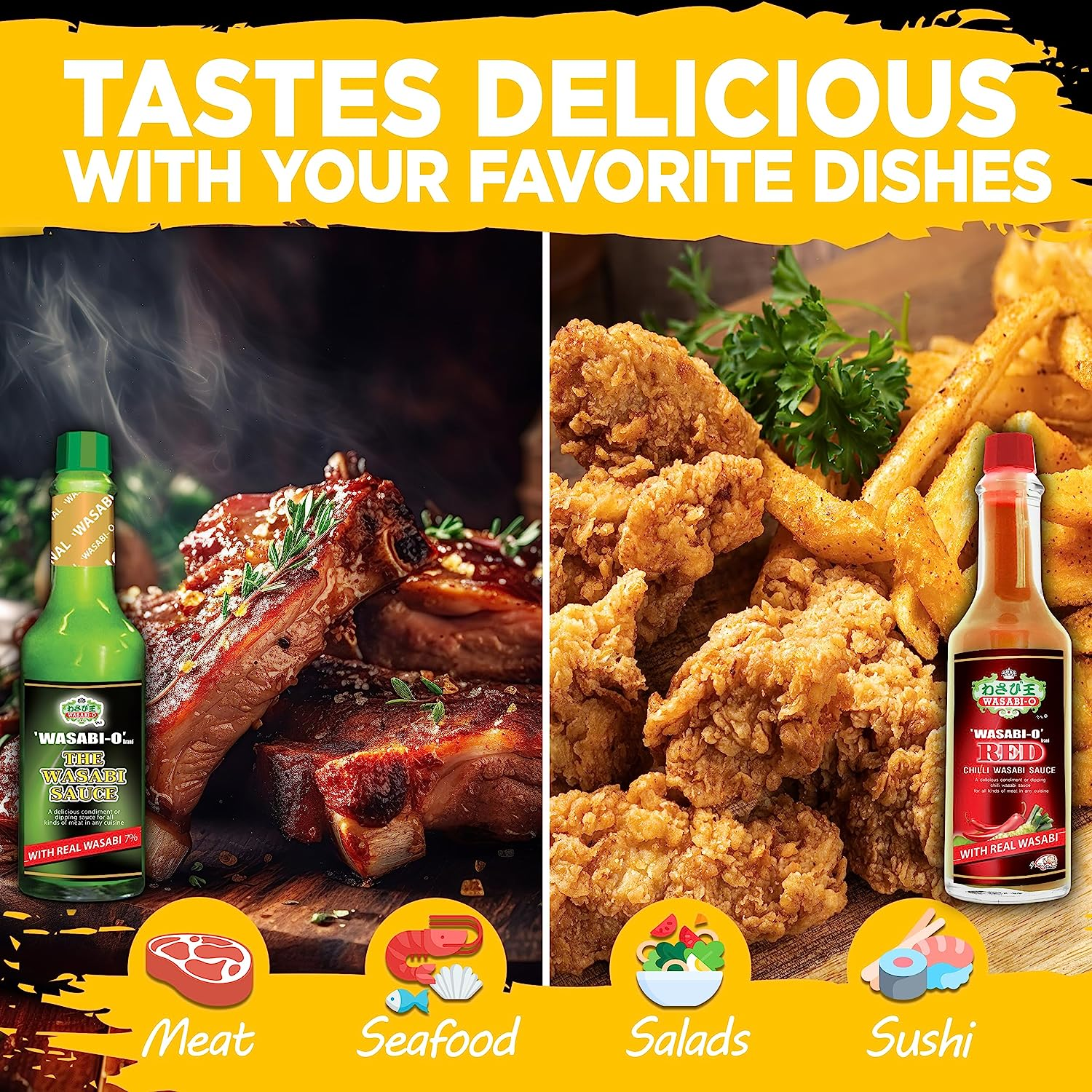 Wasabi-O Combo Set of 2 Wasabi Original Sauce 62G & Wasabi Red Chili Sauce 55G - the Perfect Match, Ideal Not Only for Sushi, Sashimi but for All Seafood, Grilled Meats, and Vegetarian Dishes image number 1