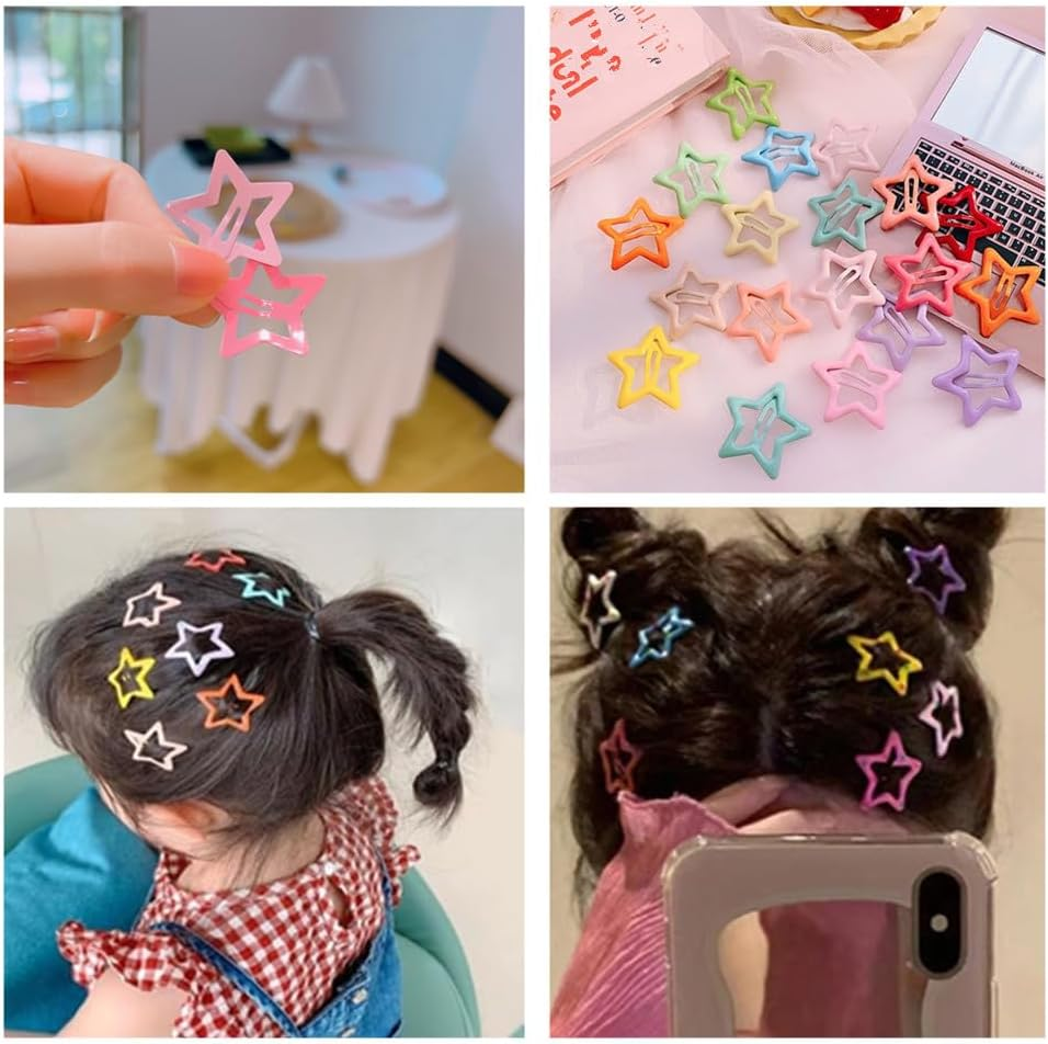 CAASFOOY 20 Pieces Cute Hair Clips for Girls, Colorful Hair Clips for Girls, Colorful Star Hair Clips for Children'S Day Party image number 5