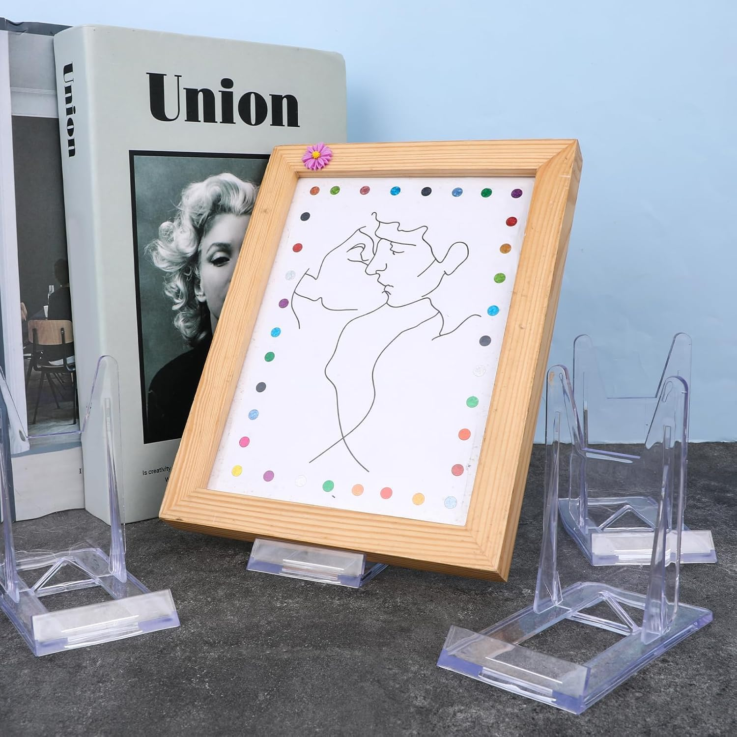 15 Pieces Clear Plastic Plate Stands,Adjustable Clear Acrylic Plastic Display Stand,Angle Plastic Display Stand Easel, Acrylic Plate Stands for Display for Home Office Festival Party Display