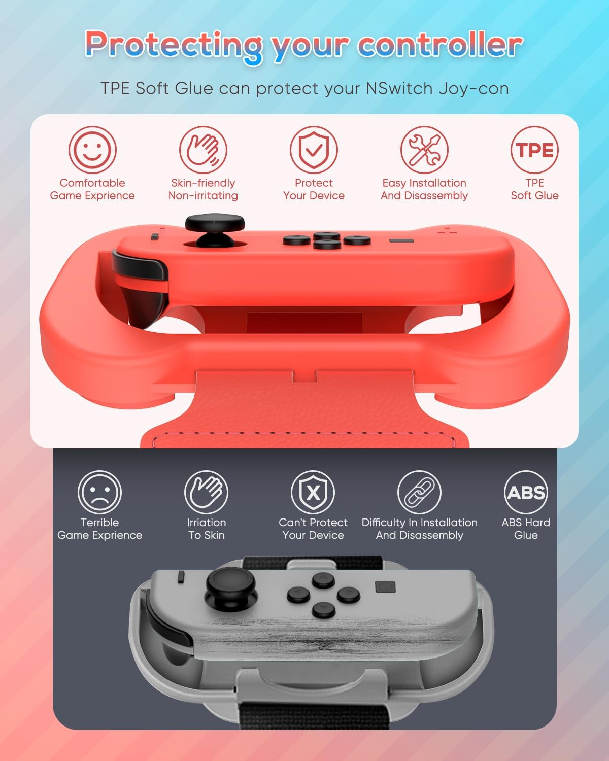 Wrist Bands for Just Dance 2020 2019 and Zumba Burn It up for Nintendo Switch Controller Game, Adjustable Elastic Strap for Joy-Cons Controller, Two Size for Adults and Children, 2 Pack (Red and Blue) - Blue,Red image number 2