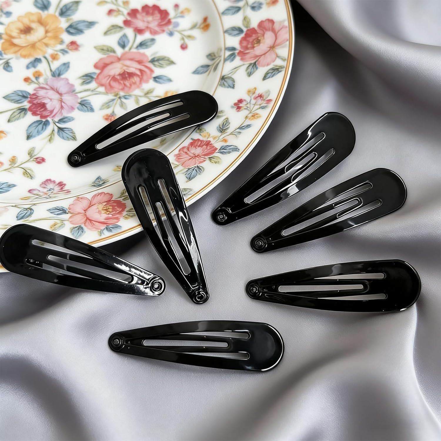 Jeyzuroa 40Pcs Snap Hair Clips for Women Black Barrettes Metal Hair Clips Accessories Hair Pins image number 2