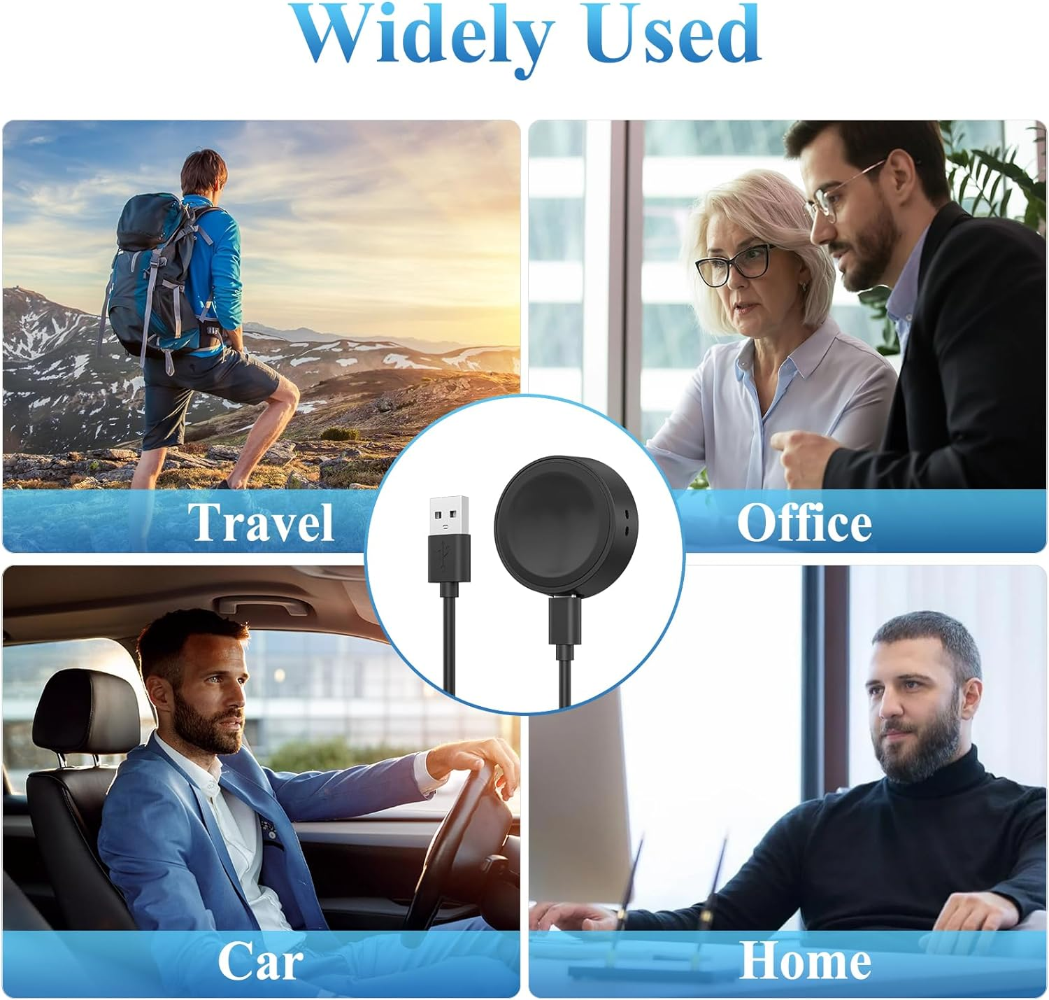 1M Magnetic Charger for Samsung Galaxy Watch 6 Chargers&Galaxy Watch 5 Chargers&Galaxy Watch 4 Chargers, 100Cm/3.3Ft Portable/Travel USB Charging Cable Dock for Galaxy Watch 6/5/4/3/Active 2 image number 2