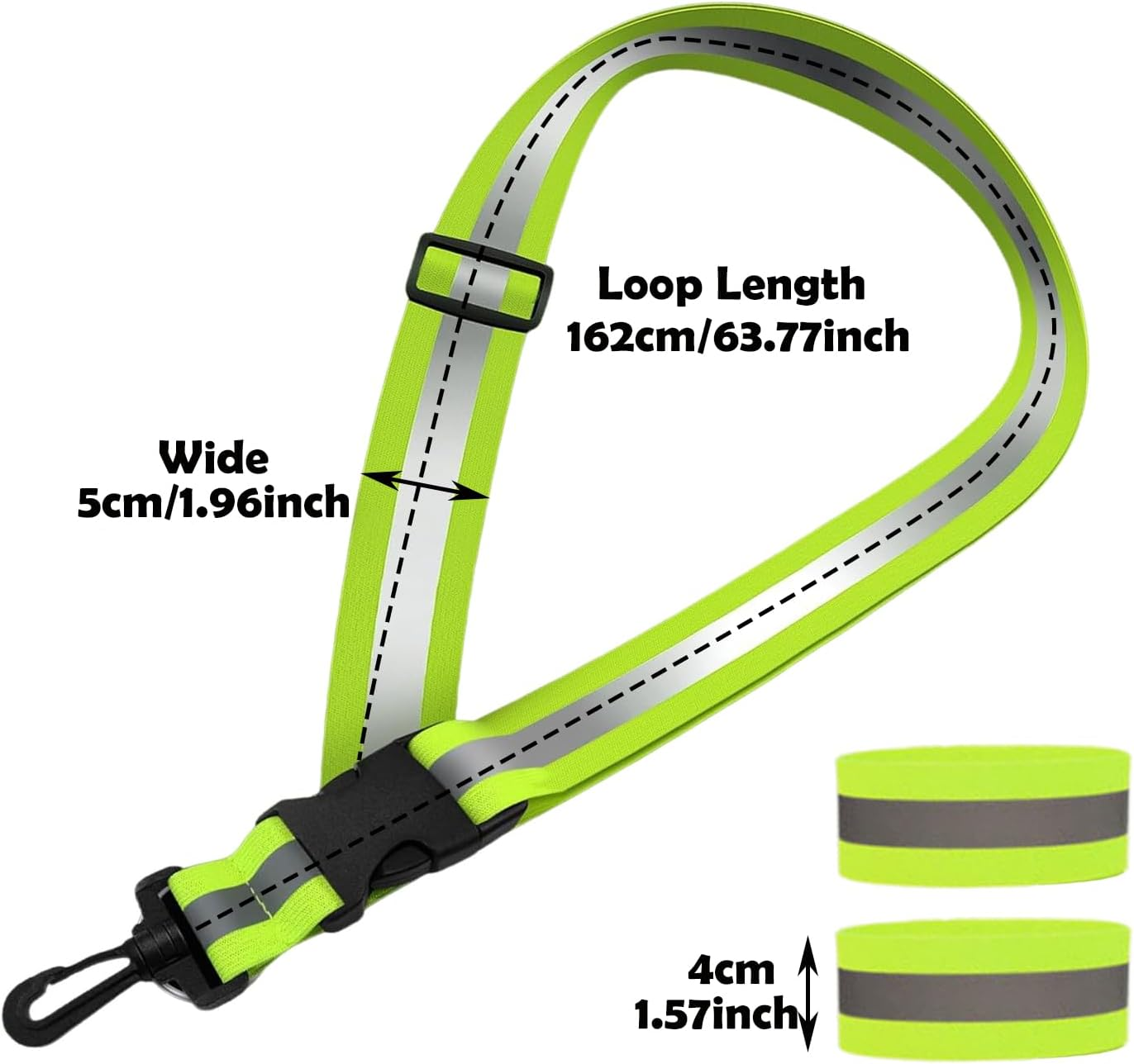 Reflective Running Gear - High Visibility Safety Reflective Sash with Quick Release Buckle for Outdoor Running Cycling Hiking Walking(Green) image number 3