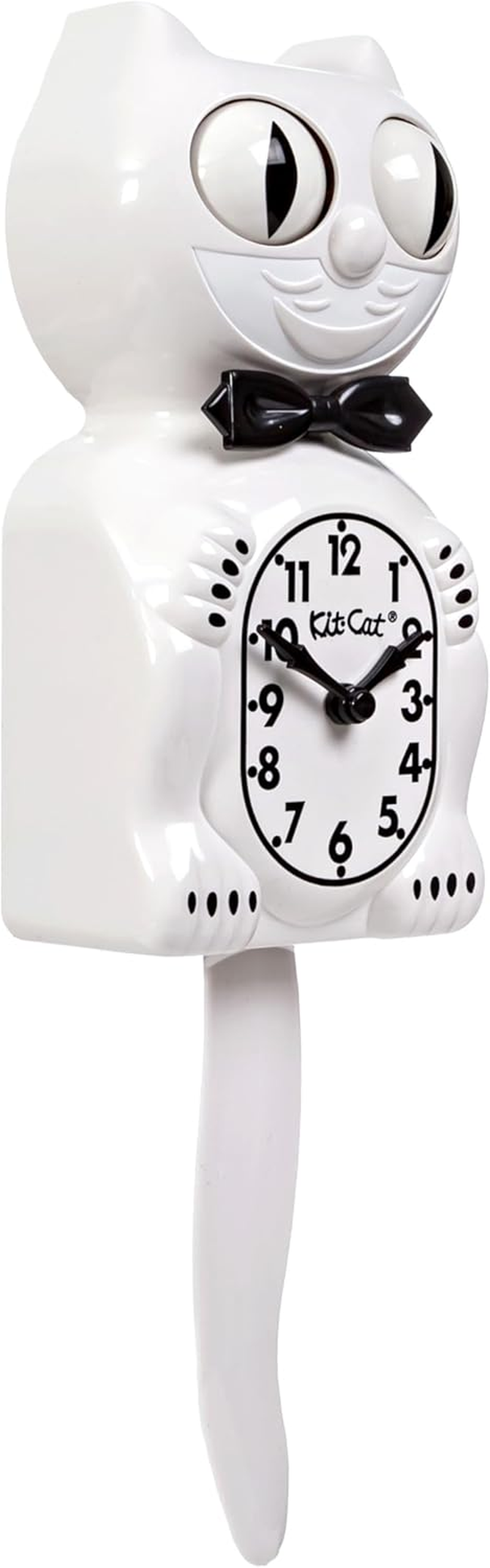 Kit Cat Klock&reg; Limited Edition White - Iconic Retro Cat Clock with Moving Eyes and Tail, Battery Operated Wall Clock, Made in USA, Perfect for Home Decor, Modern Clock, Unique Gift image number 1