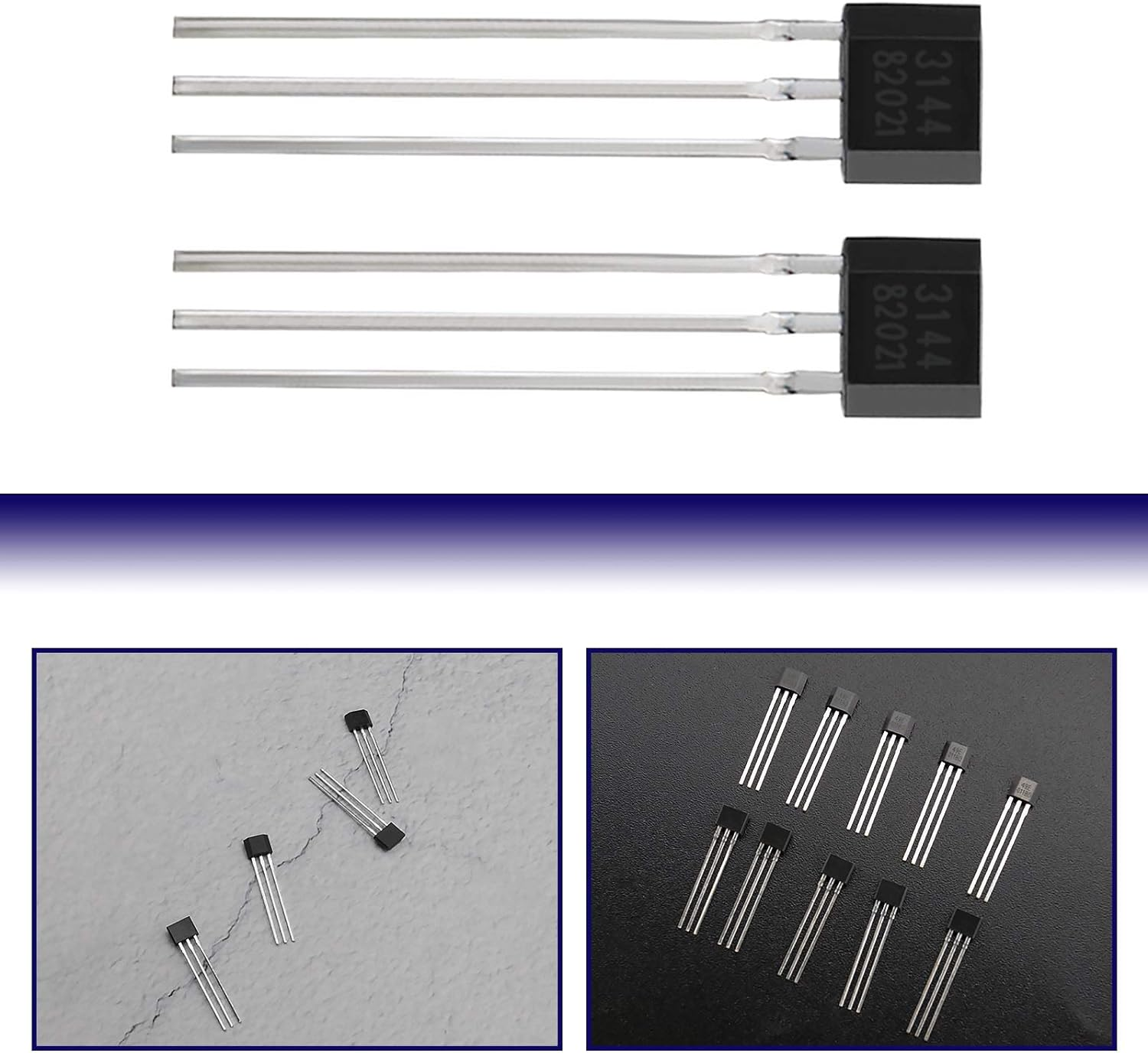 Emsea 20Pcs A3144/OH3144/44E/AH3144E TO-92UA Linear Hall Effect Switch Sensors 3 Terminals for Automotive Industrial Applications