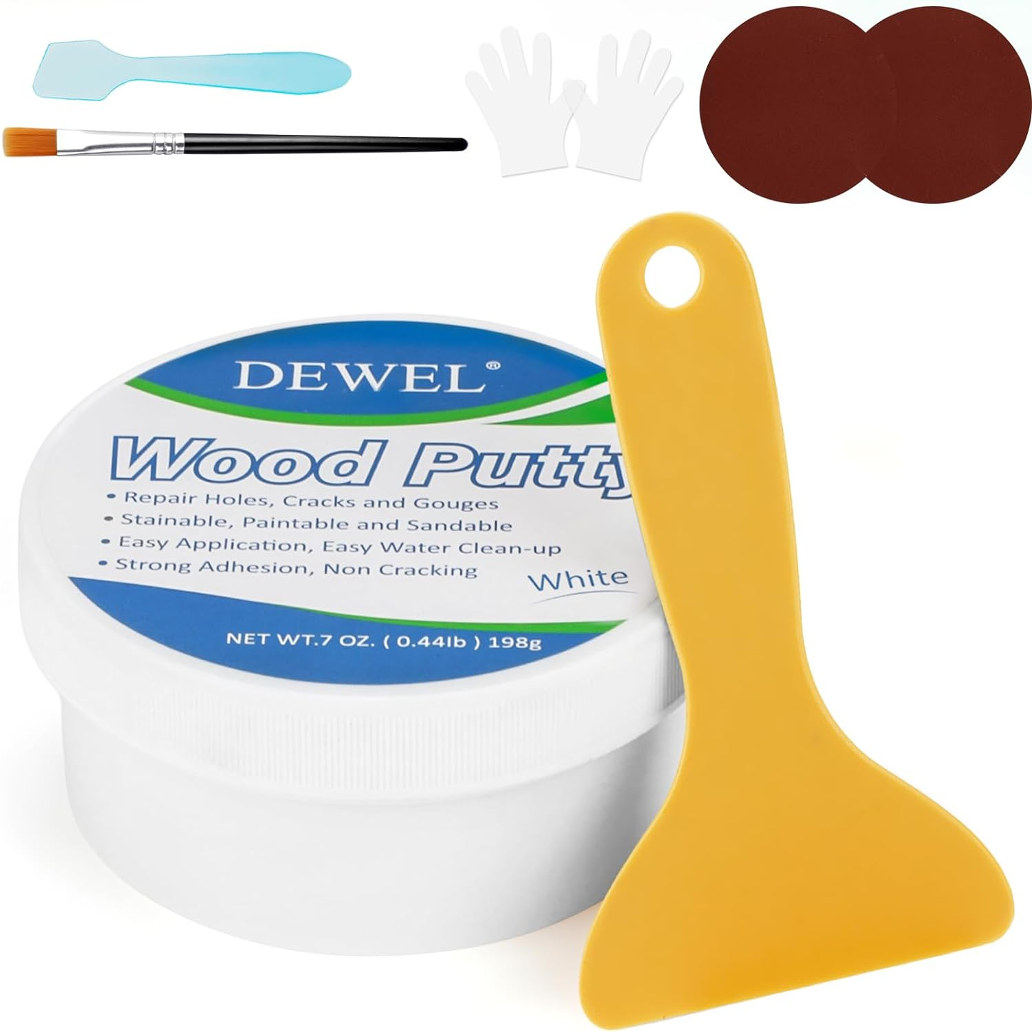 DEWEL Wood Putty, White Wood Filler, New Upgrade Putty Filler Paintable, Stainable, Sandable, Furniture Repair Kit Quickly Restore Hole, Floor, Door image number 6
