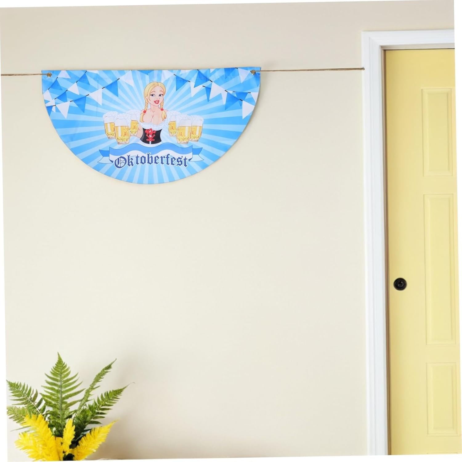 RORPOIR 2Pcs Oktoberfest Bunting Flag Bavarian Blue White Checkered Banner Effortless Decoration for Beer Festival Parties Authentic German Style Party Supplies