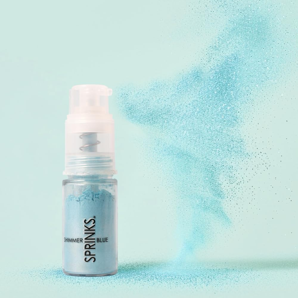 Sprinks Edible Dust Spray Pump | Shimmer Blue Micro Fine Glitter | Easy to Use for Cakes | Cupcakes | Cookies | Desserts | Blue Sprinkles Edible image number 4