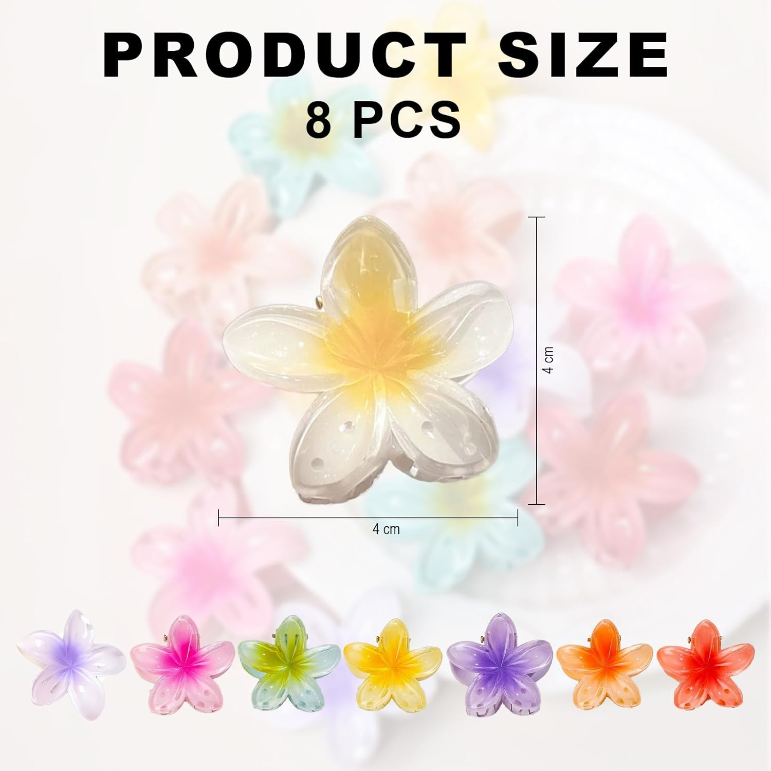 Pack of 8 Flower Hair Clips, 4 Cm Mini Flower Hair Clips, Cute Acrylic Hair Clips, Non-Slip Hair Jaw Clips for Women and Girls, Hair Styling Accessories image number 4