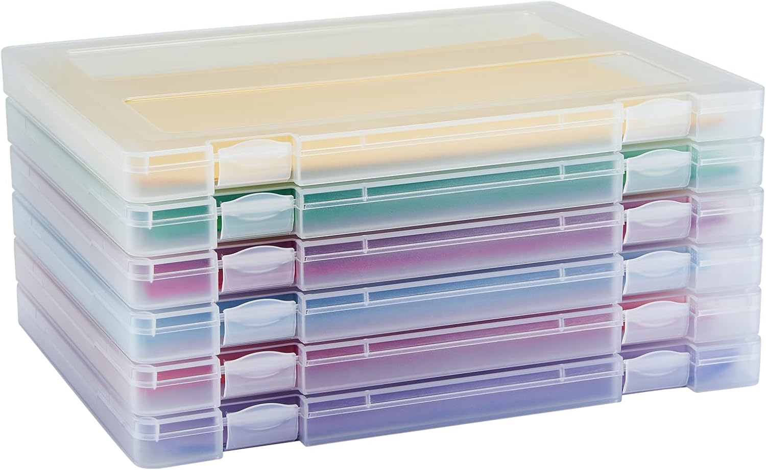 Mickiewicz 4 Pack A4 Paper Storage Box, 8.5 X 11 Project Case for US Letter, Thick Scrapbook Storage Box Craft Storage Box Art Supplies Storage and Organization, Board Game Storage and Organizers image number 5